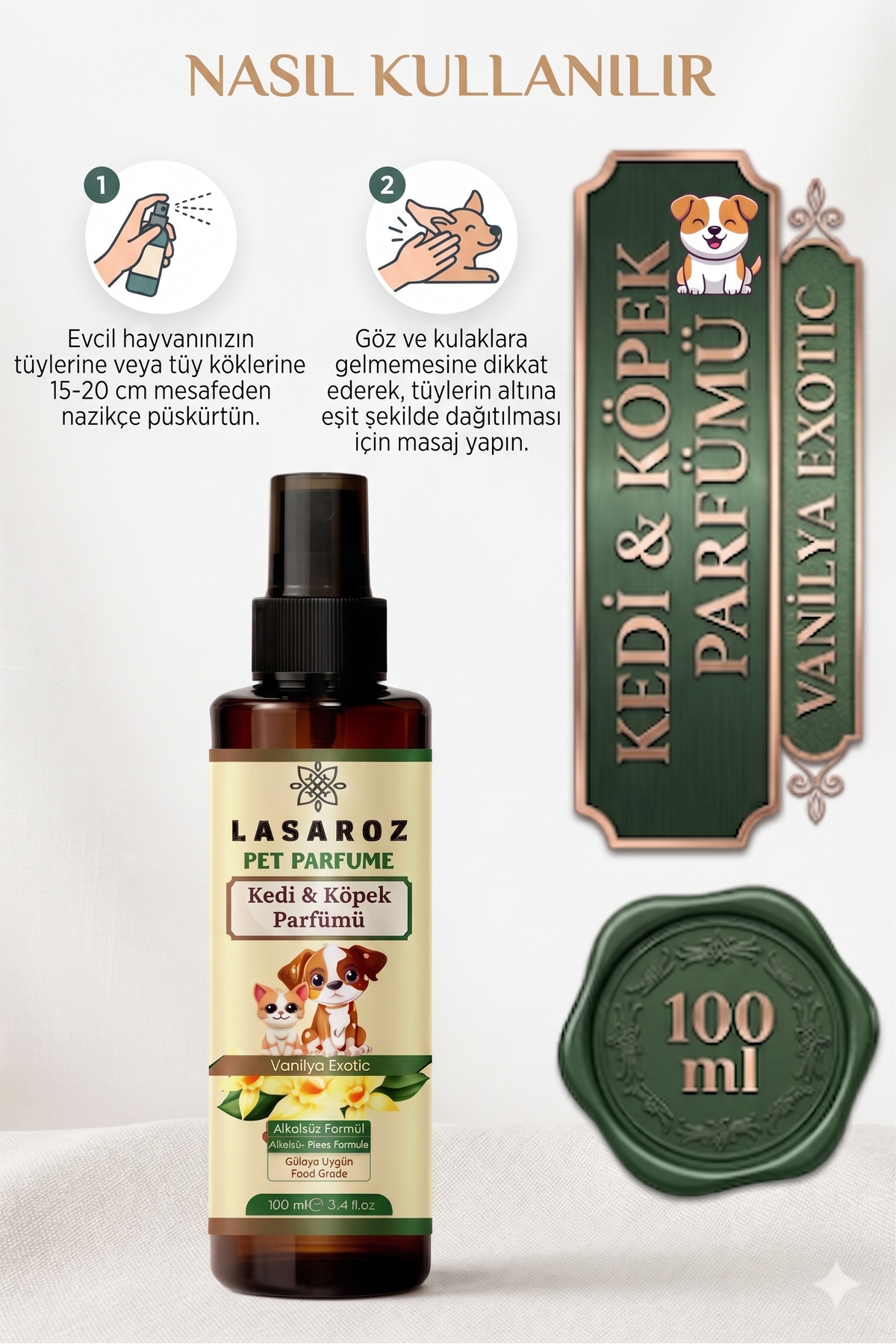 عطر و اسپری سگ و گربه لازاروز Lasaroz، وانیل اگزوتیک، ۲×۱۰۰ میلی‌لیتر