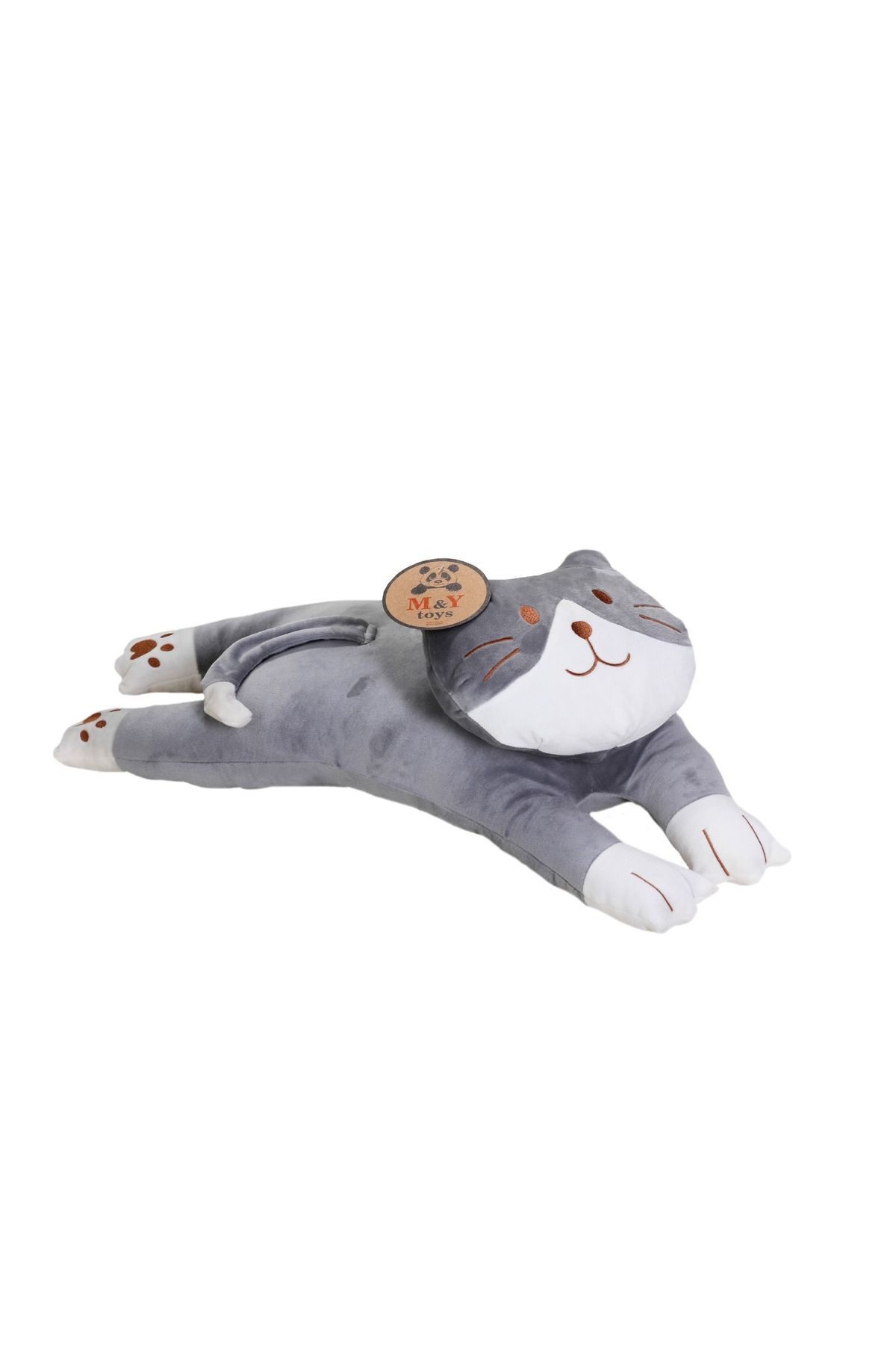 اسباب بازی های پشمی MY SLEEPING FRIEND بالش گربه مخمل دار نرم خوابیده 70 سانتی متری. خاکستری MY toys