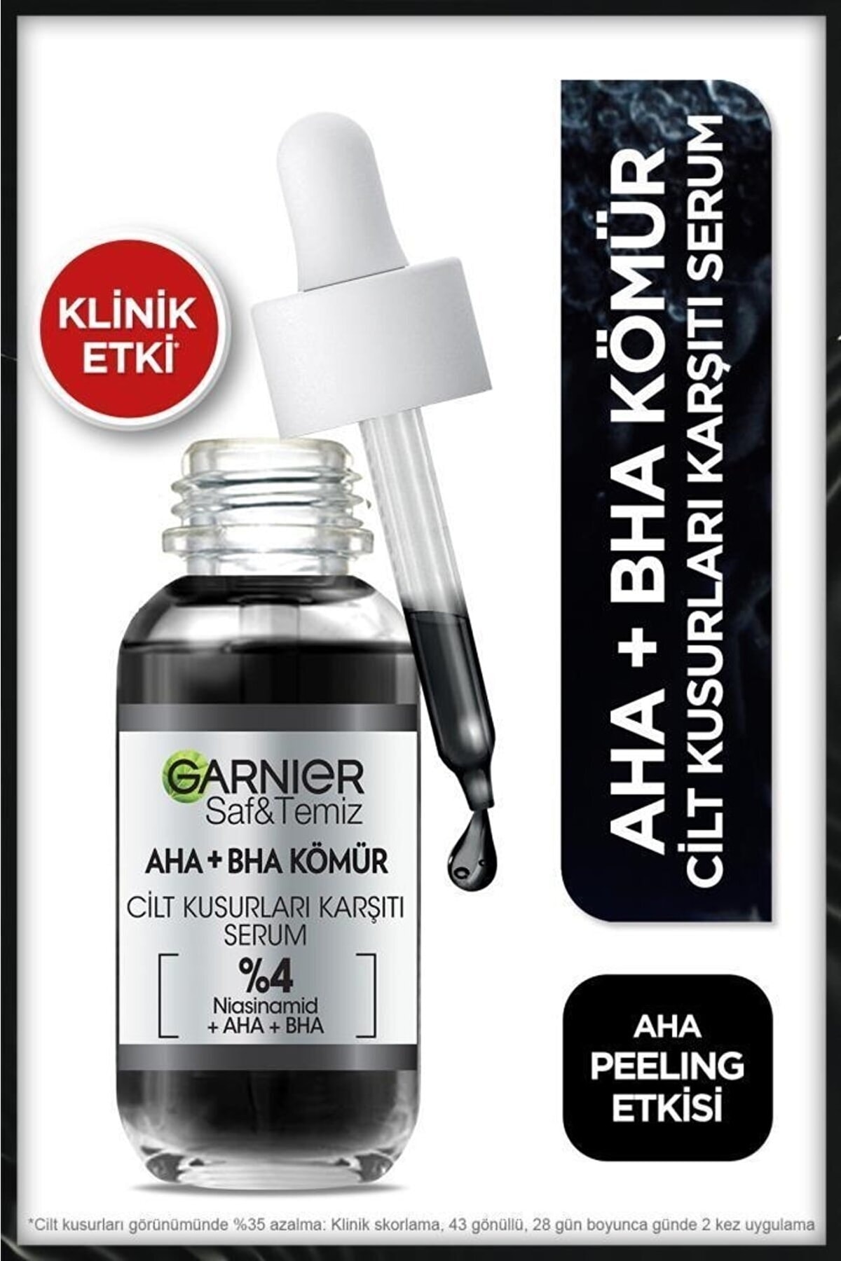 Garnier جوش‌های پوست سیاه ساز پوست ذغالی 4٪ [نیاسینامید پیلینگ اثری AHA BHA] 30 میلی لیتر