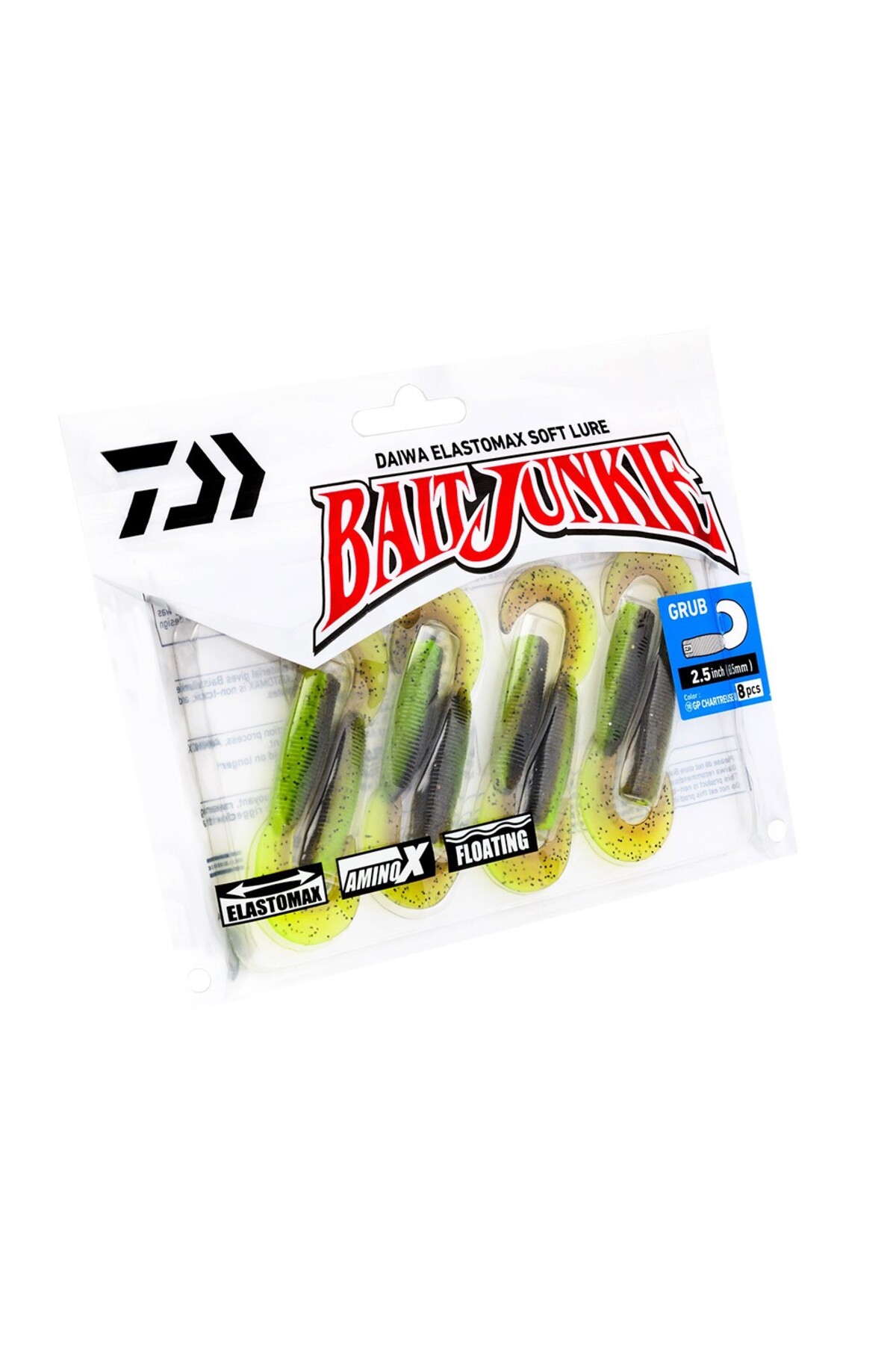 طعمه مصنوعی ماهیگیری سیلیکونی دایوا DAIWA Bait Junkie Grub، مدل BJ25G، طول ۶٫۳۵ سانتی‌متر چندرنگ