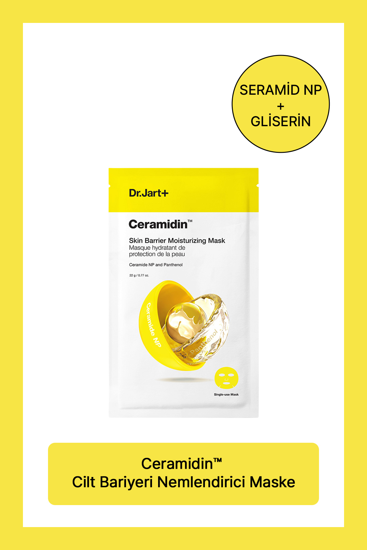 ماسک صورت مرطوب کننده Ceramidin با حجم 22 میلی لیتر مناسب برای انواع پوست Dr.Jart+