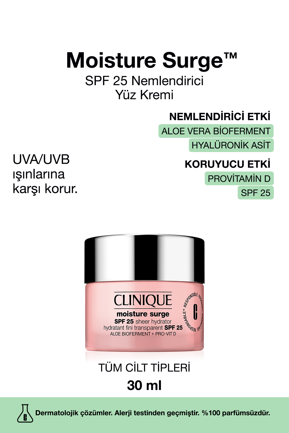 Clinique مرطوب کننده محافظتی از آفتاب SPF 25 با حجم 30 میلی لیتر ویتامین D و آلوئه ورا بیوفرمنت ها ای