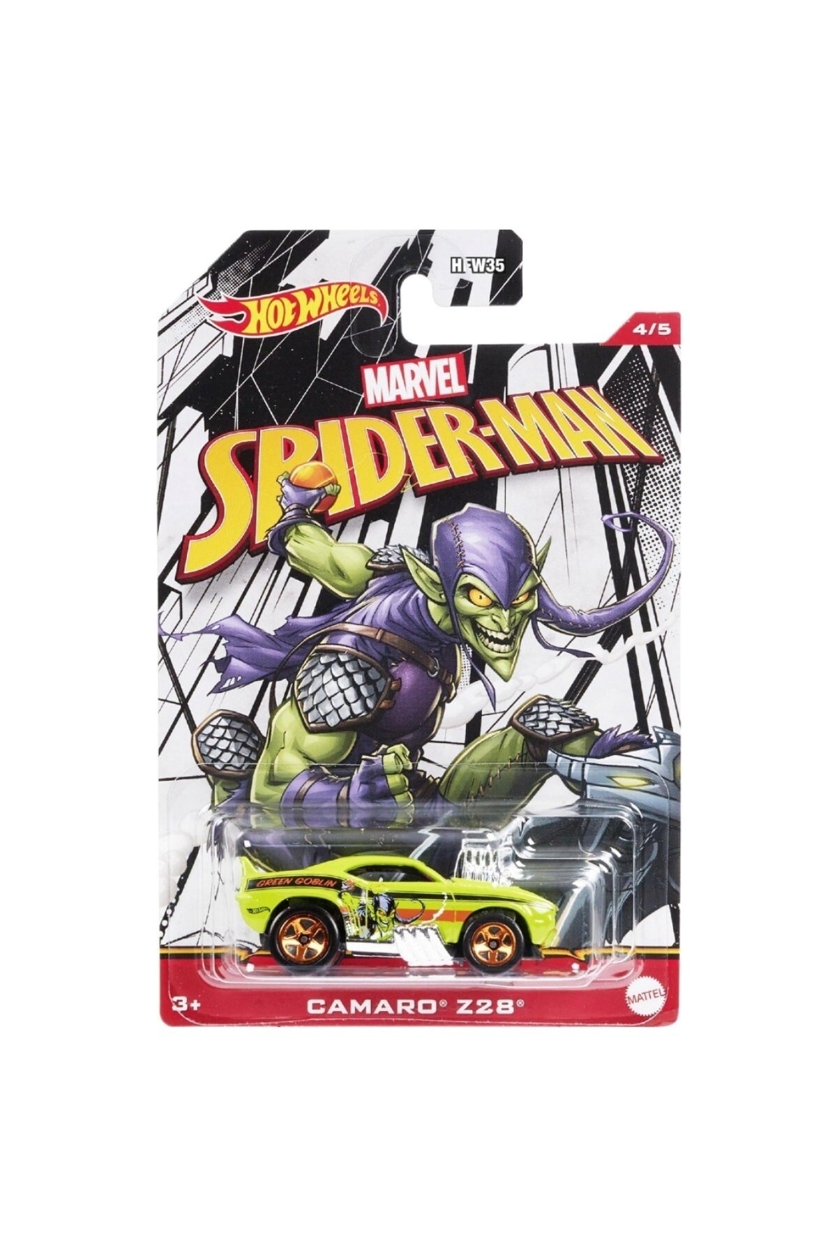 ماشین اسباب بازی MARVEL SPIDERMAN CAMARO Z28 هات ویلز اورجینال HOT WHEELS