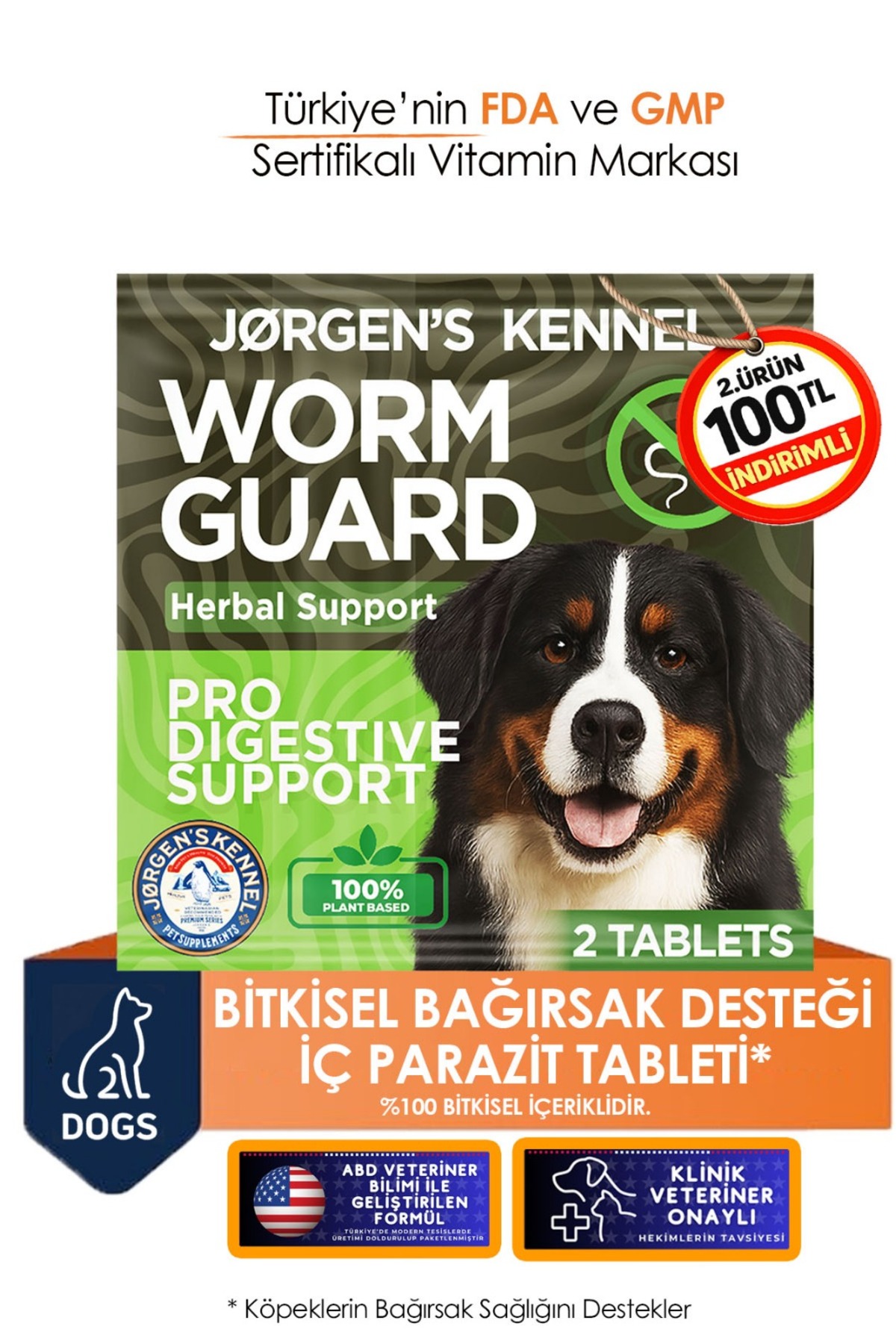 قرص گیاهی انگل داخلی سگ ژورگنس کنل Jorgens Kennel، ۲ عدد