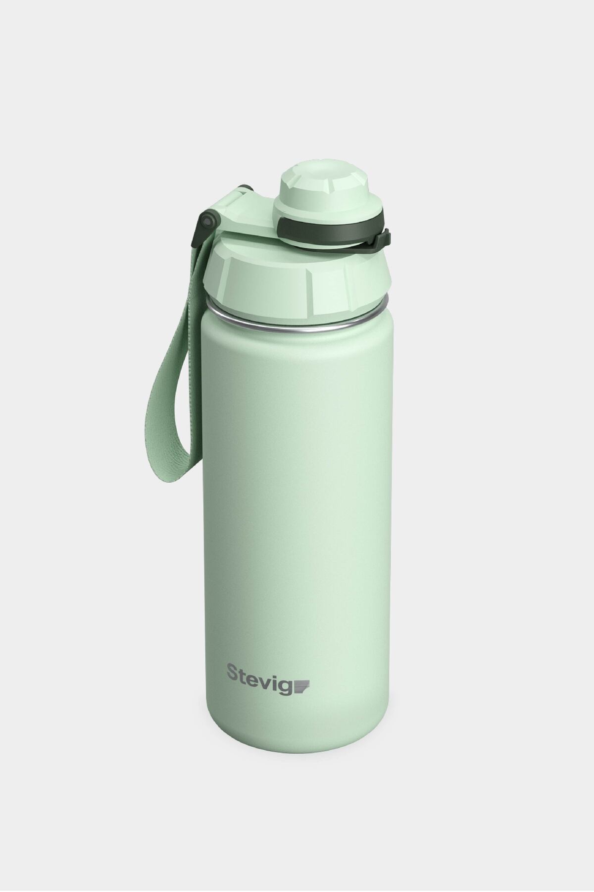 فلاسک 1 قمقمه فولادی ضد نشتی دستی 500 میلی لیتری SMOKE GREEN ST 221 اورجینال Stevig