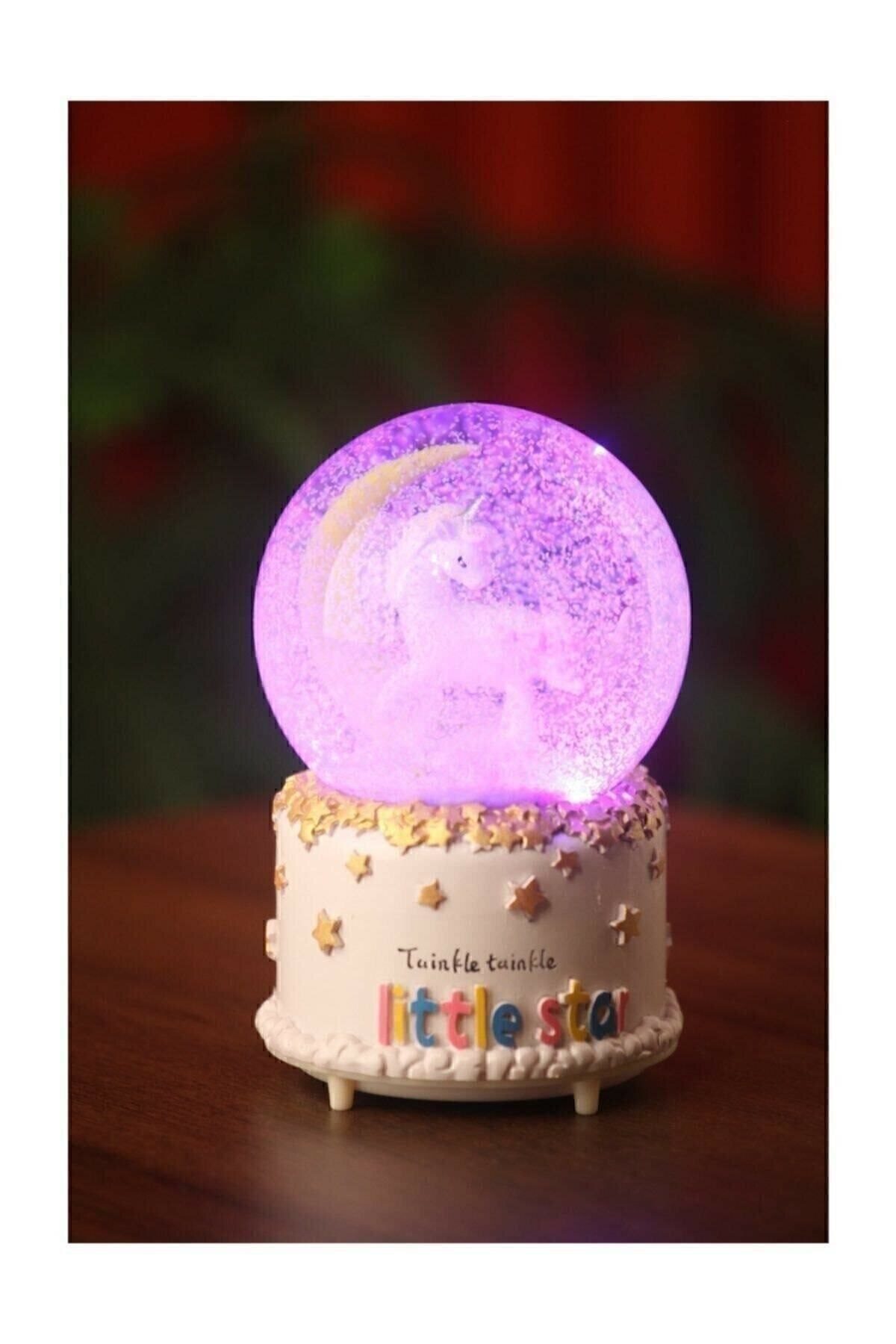 گوی برفی سایز متوسط ​​تکشاخ با مضمون SNOW GLOBE UNICORN موسیقی و نور از ترکیه Genel Markalar
