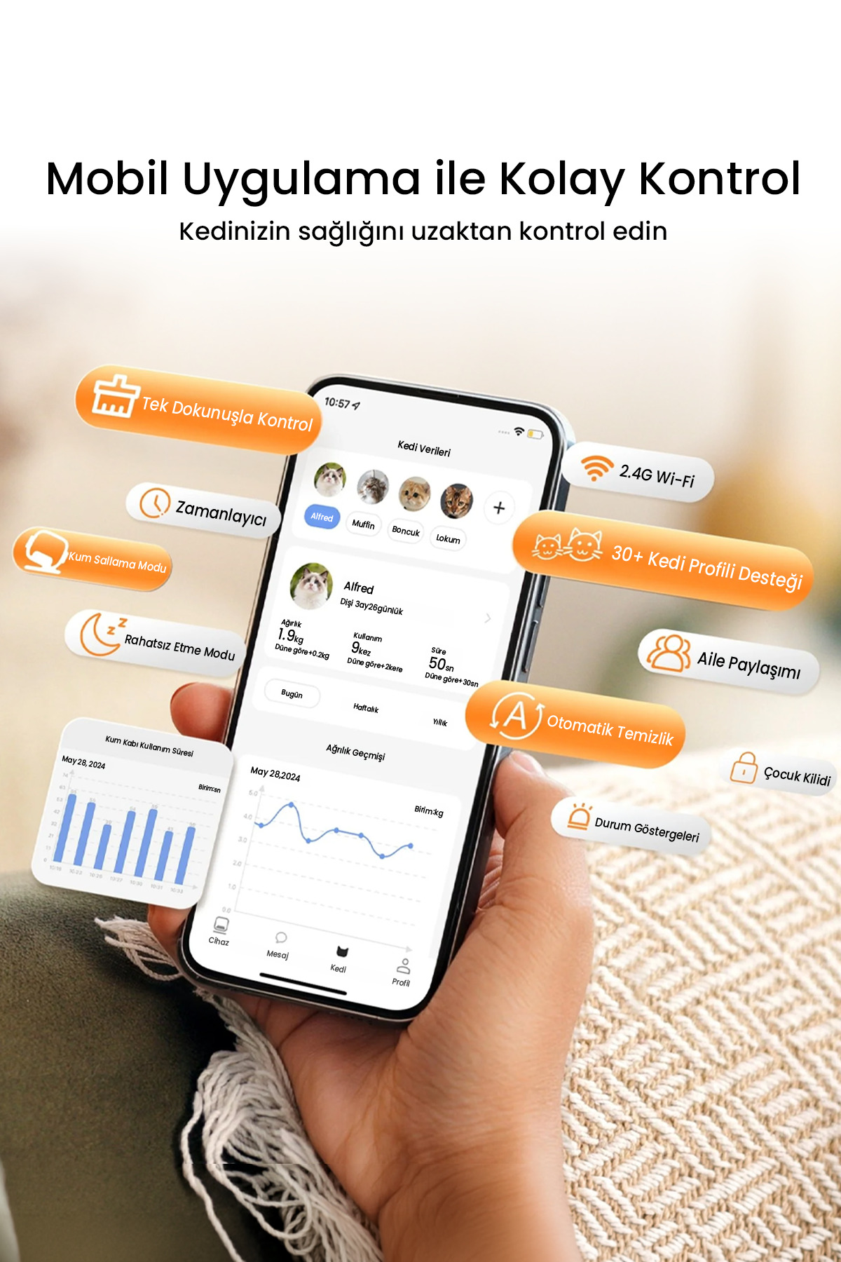 توالت گربه هوشمند خودکار یوبی‌پت UBPet مدل C41، ظرفیت ۱۰۶ لیتر، حسگر وزن
