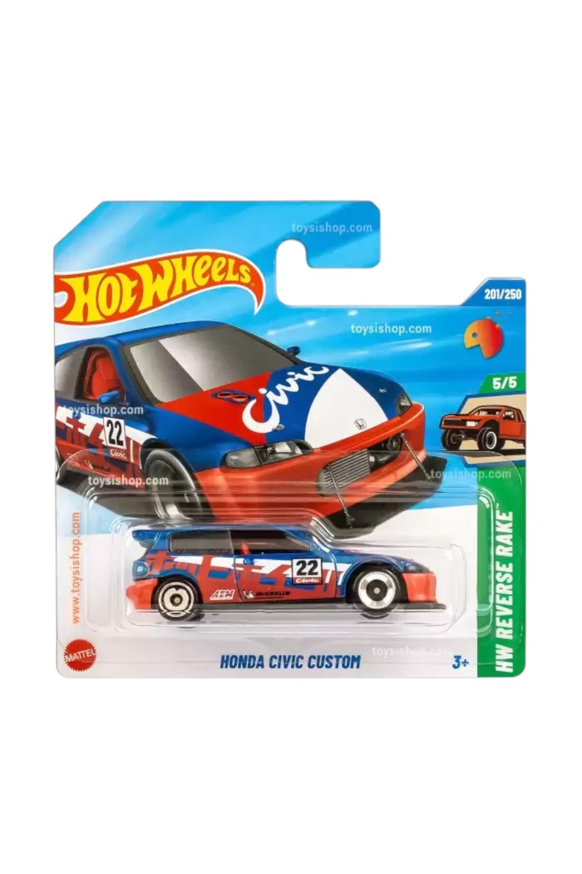 ماشین اسباب بازی HONDA CIVIC CUSTOM HW REVERSE RAKE JB22 هات ویلز اورجینال HOT WHEELS