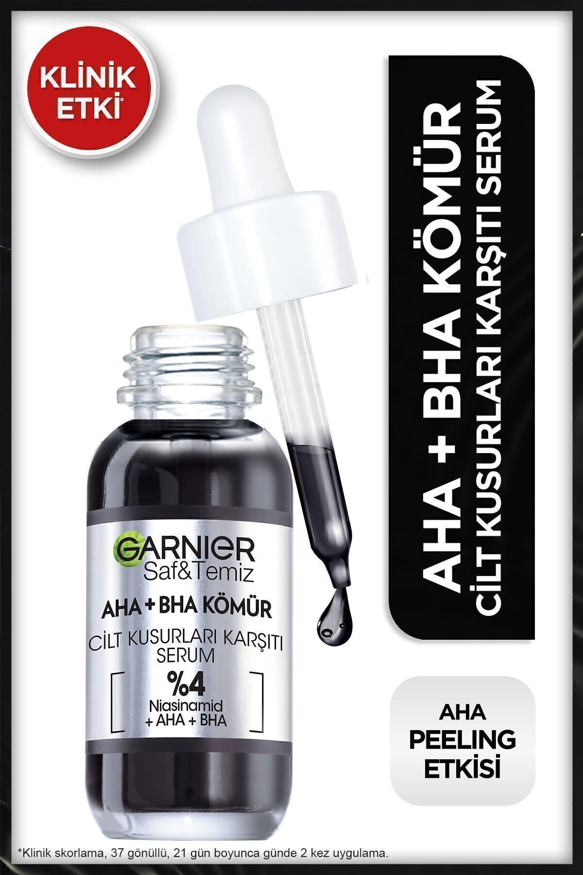 سرم سیاه لایه بردار نیاسینامید AHA BHA ضد عیوب پوست 30میل گارنیر Garnier