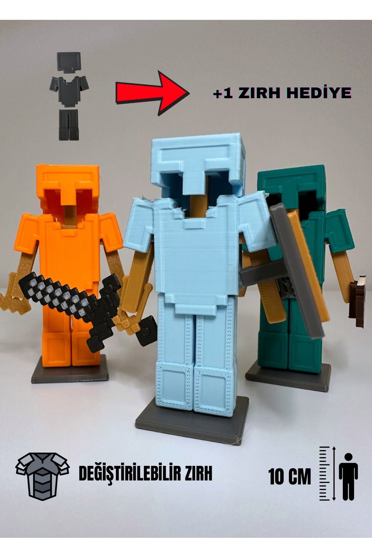 فیگور ست 3 تکه سرباز MINECRAFT ARMOR با زره قابل تغییر + 1 هدیه You Toys