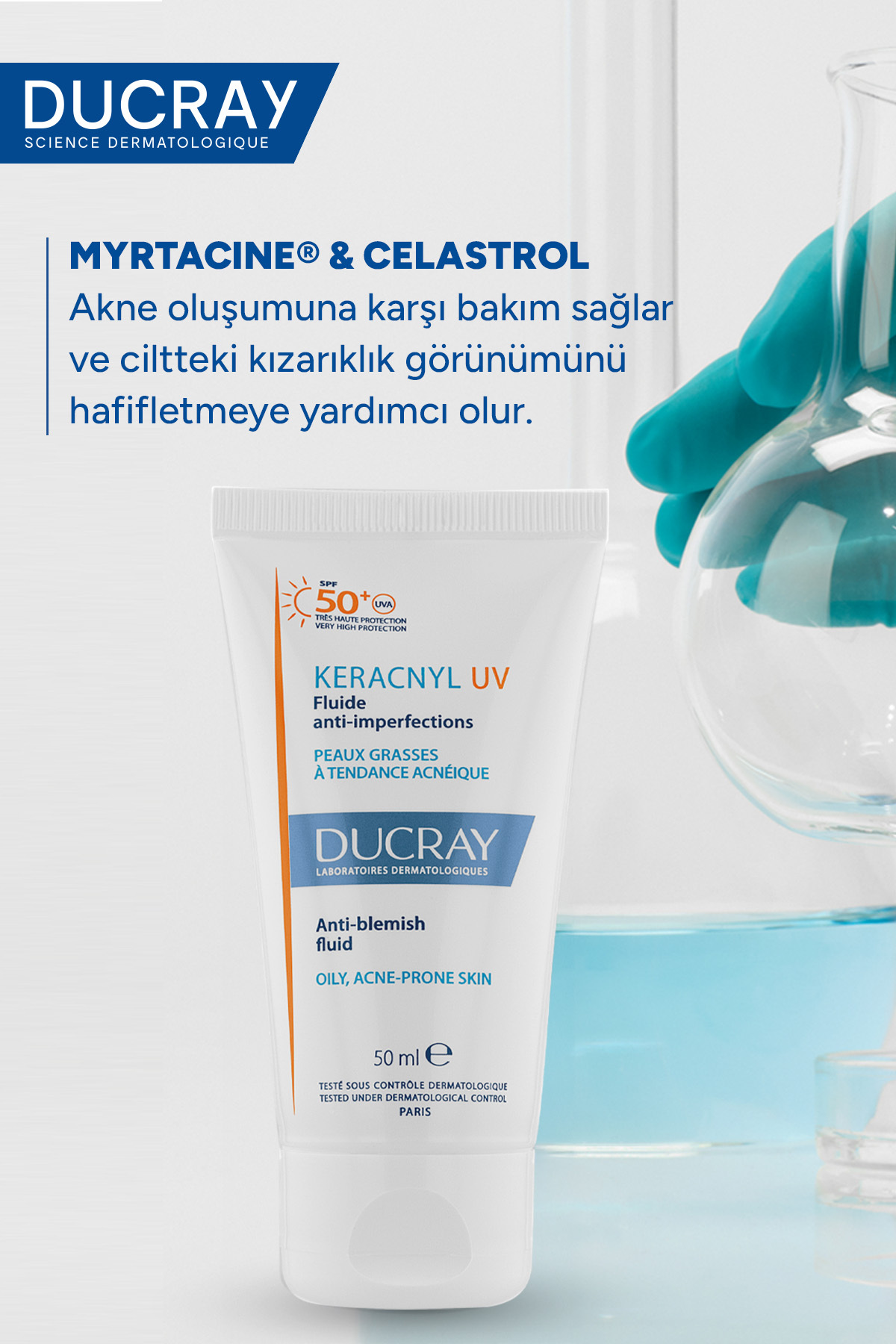 Ducray ضدآفتاب کراکنیل UV SPF50 فلوئید ضد عیب 50 میلی لیتر