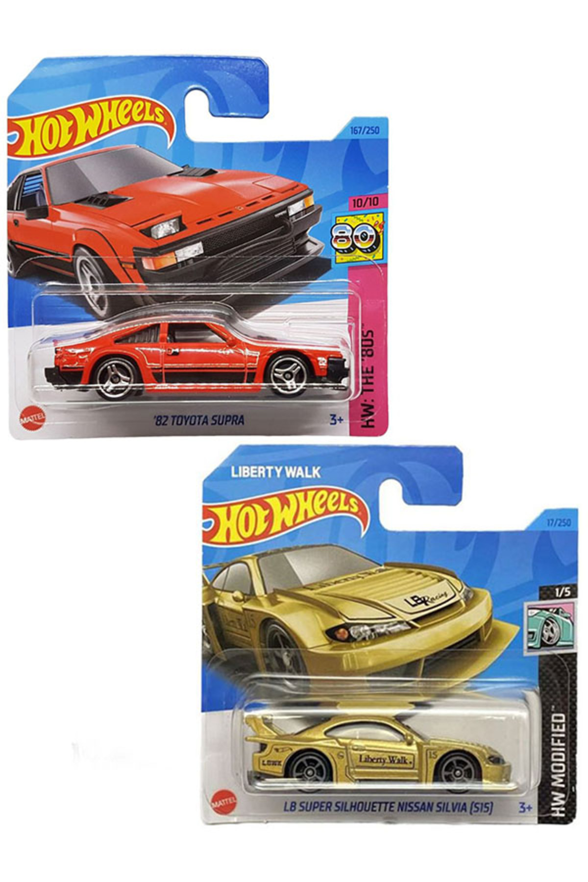 ماشین اسباب بازی 82 TOYOTA SUPRA & LB SUPER SILHOUETTE NISSAN SILVIA S15 2 مجموعه 1:64 هات ویلز اورجینال HOT WHEELS