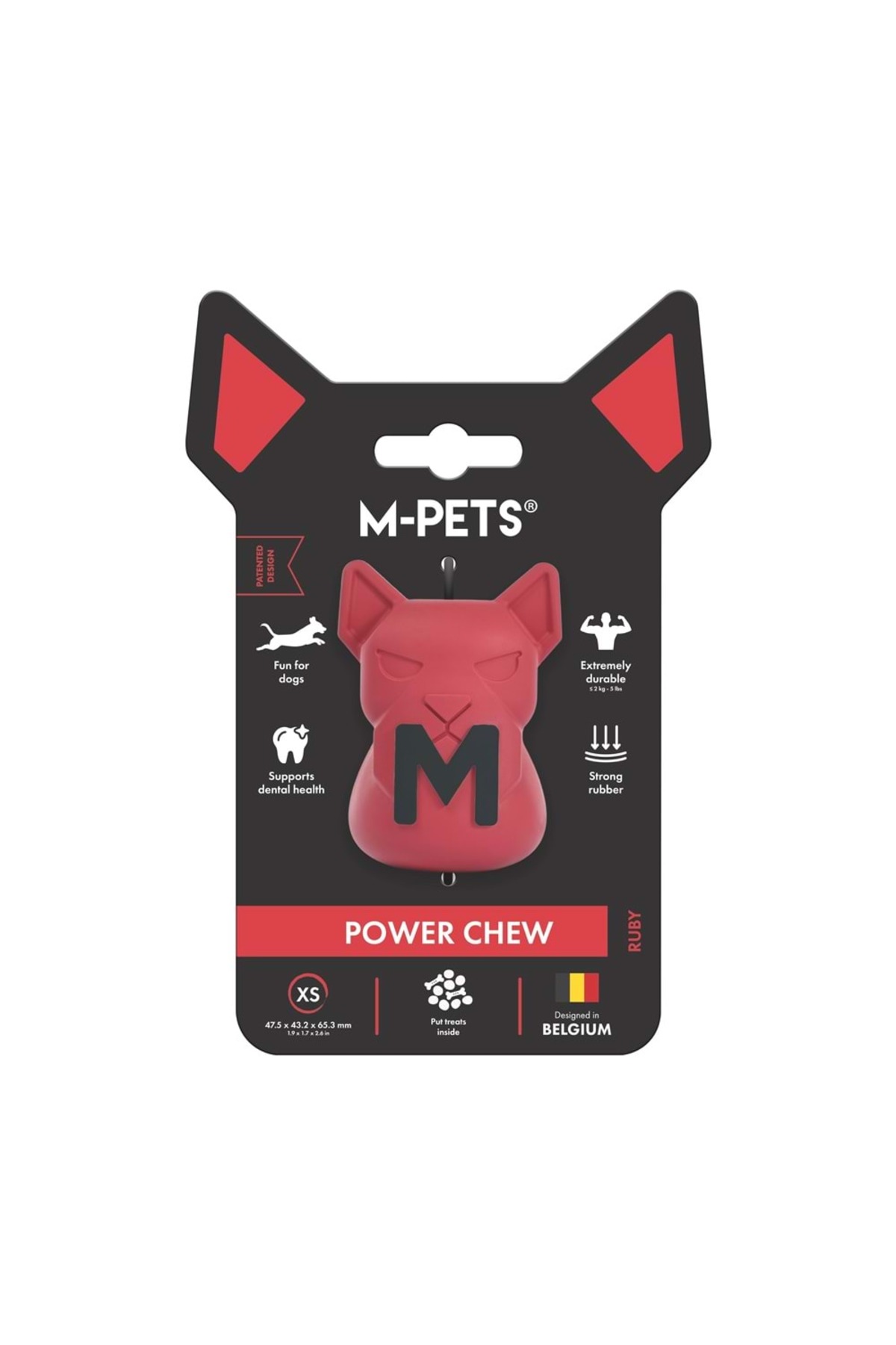 اسباب‌بازی تشویقی لاستیکی سگ ام‌پتس M-PETS Power Chew Ruby (XS)، قرمز