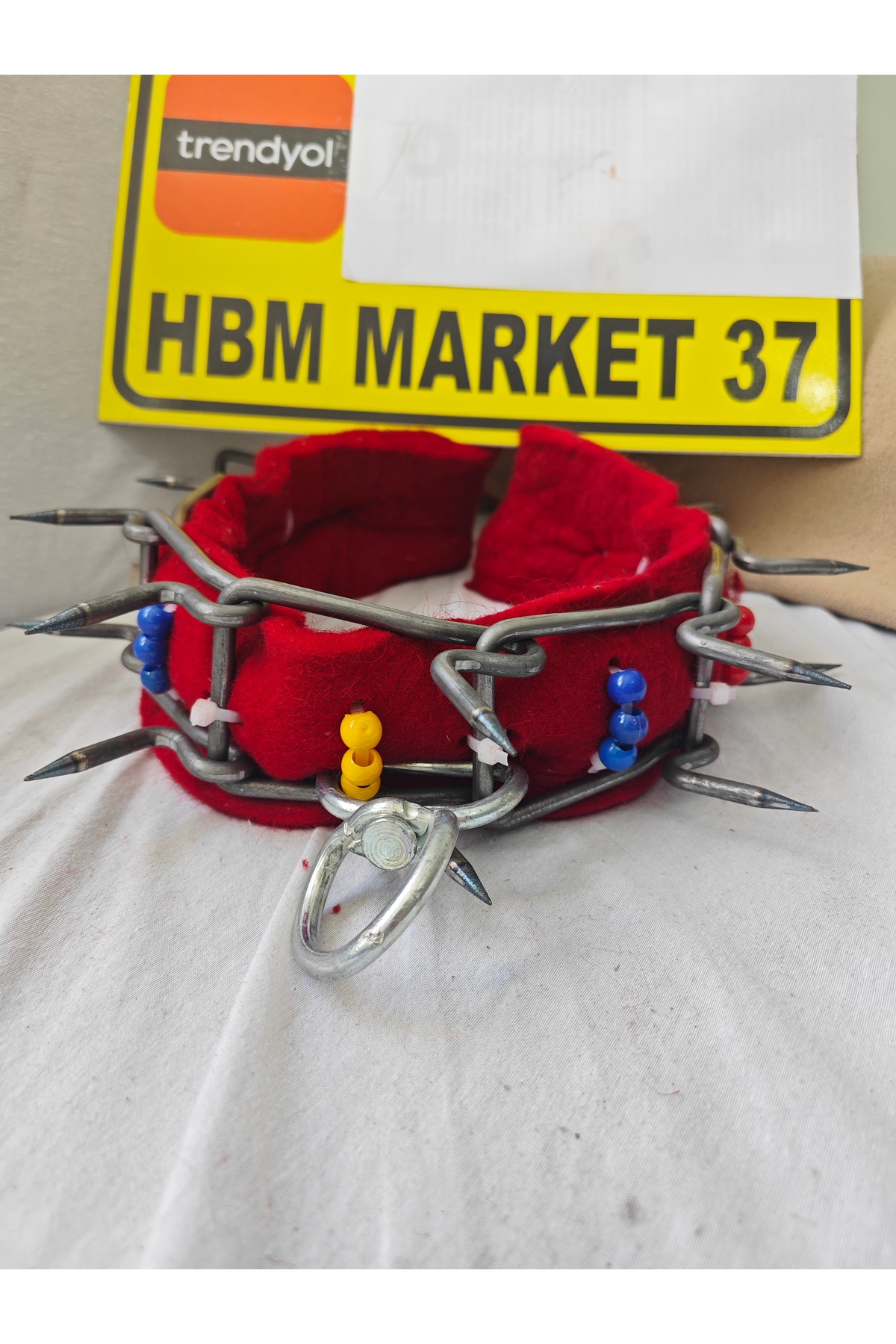 قلاده گردنی سگ مهره‌دار خاردار قرمز اچ‌بی‌ام مارکت ۳۷ HBM MARKET 37