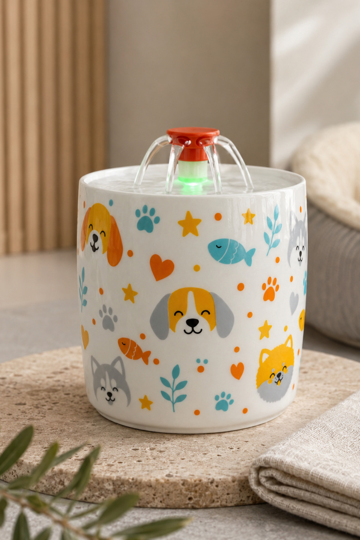 آبخوری فواره‌ای سرامیکی گربه و سگ پاویچی Pawicci مدل PW-SEBIL-01، ۱٫۳ لیتر سفید 1,3 L