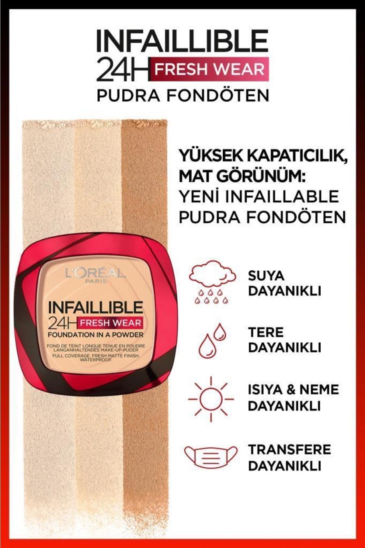 ریمل TELESCOPIC GOLD مشکی و INFAILLIBLE 24H بنیاد پودر سایش تازه 40 CASHMERE L'Oreal Paris