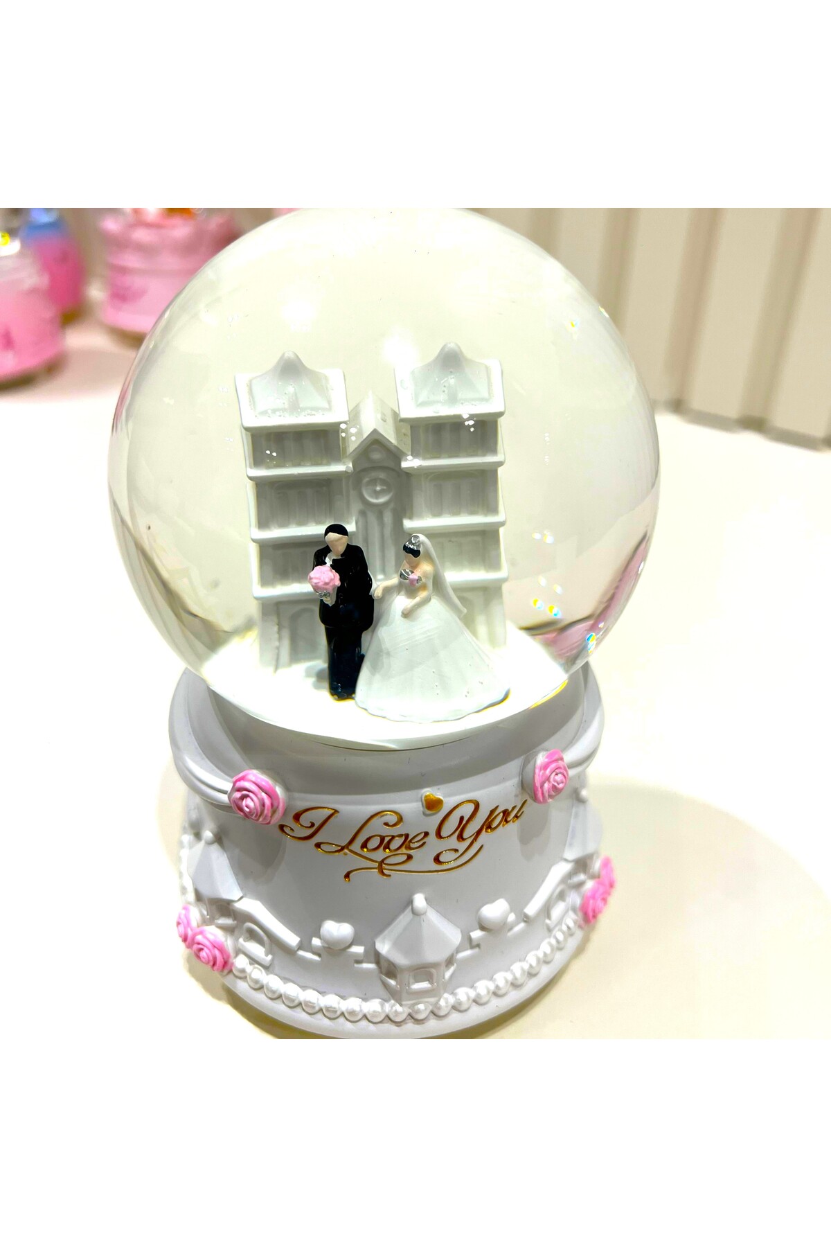 گوی برفی زوج عزیز عروس داماد نورانی موزیک متوسط ​​SNOW GLOBE TKY0401 از ترکیه Taşmeran
