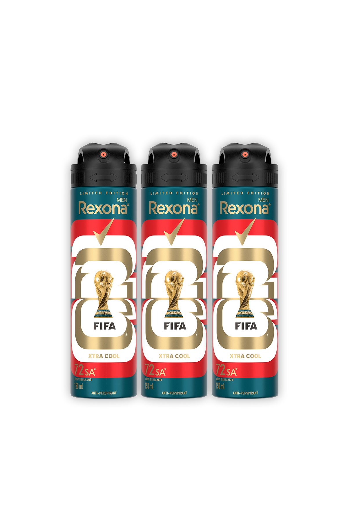 Rexona اسپری ضد تعریق مردانه با حفاظت ۷۲ ساعته و خنک کننده ۱۵۰ میلی لیتر X3