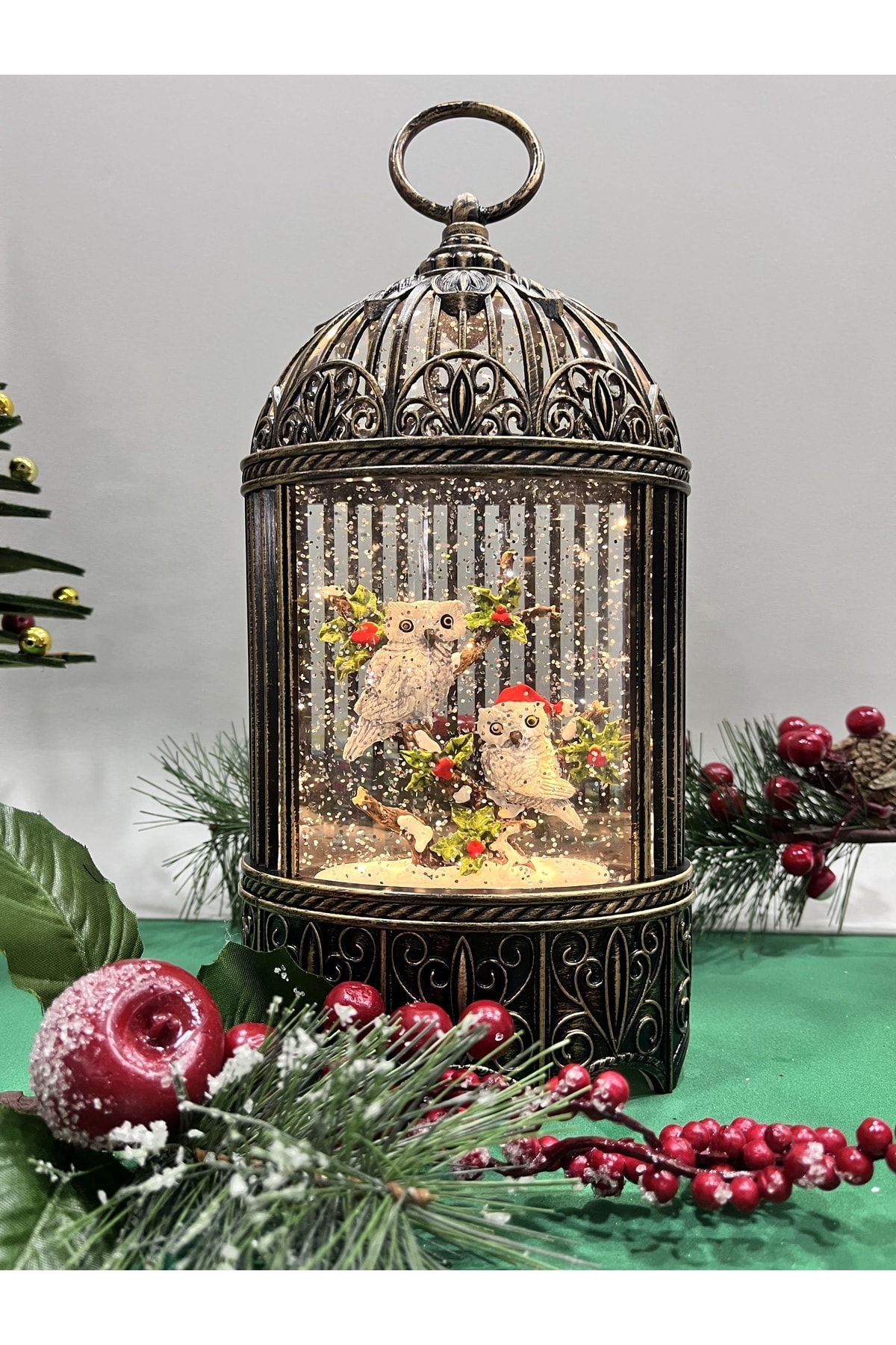 گوی برفی MUSICBOX KINGDOM 62011 CUTE OWLS 8 MELODIES LIGHTED MUSICAL LANTERN SNOW GLOBE از ترکیه Kakosan