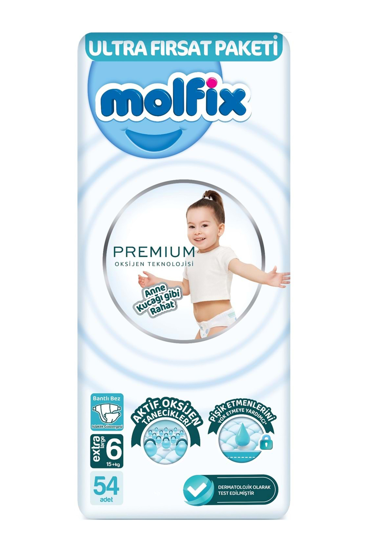پوشک بچه پریمیوم فوق العاده بزرگ 54 تکه فرصت اندازه 6 اورجینال Molfix