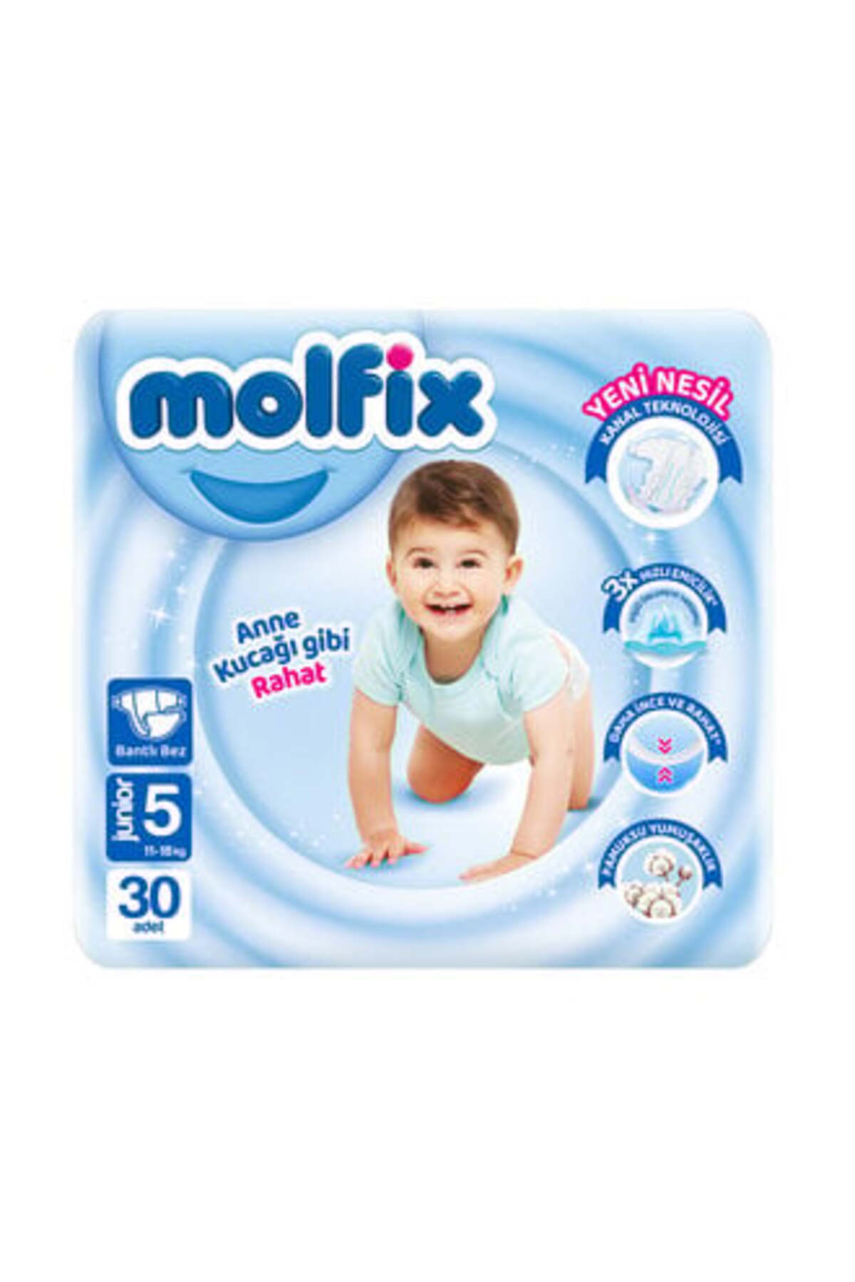 پوشک بچه ADVANTAGEOUS PACKAGE SIZE 5 JUNIOR 11 18 KG 30 PACKS اورجینال Molfix