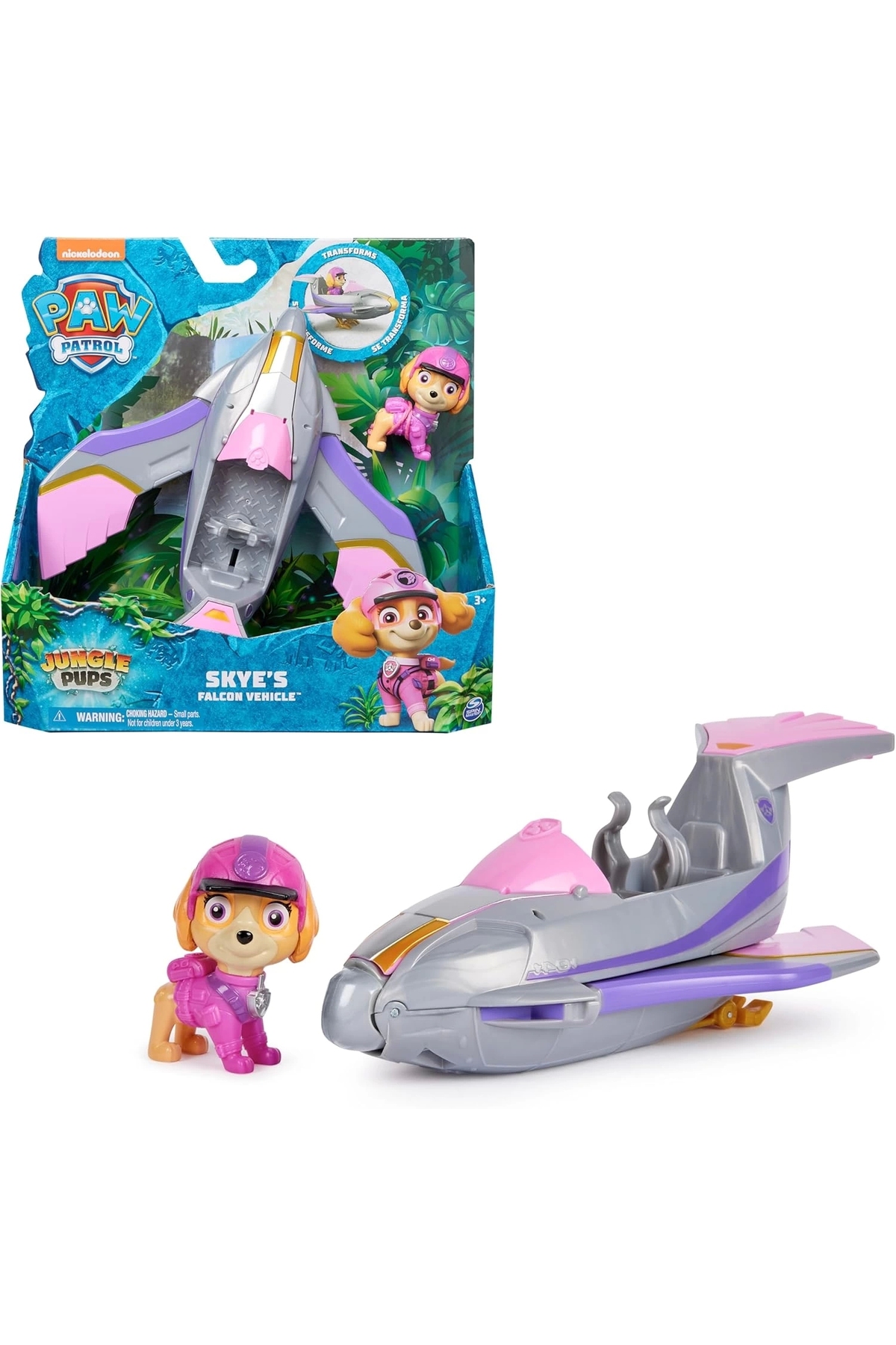 اسباب بازی های فیگور دیگر JUNGLE PUPS FALCON VEHICLE با شکل SKYE برای کودکان بالای 3 سال PAW PATROL