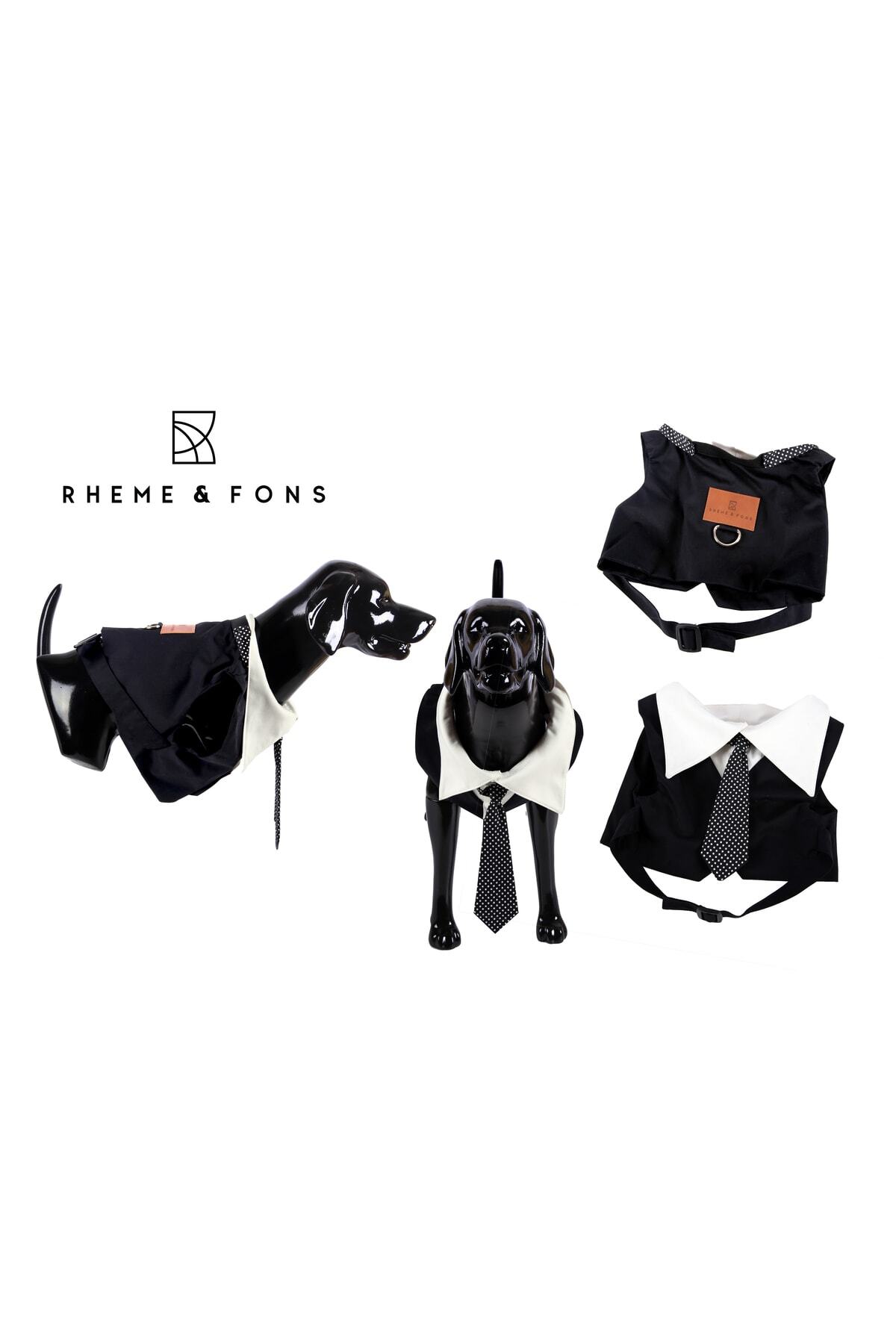جلیقه مشکی سگ و گربه نر رهم اند فونس Rheme And Fons با طراحی سفارشی و کار دست