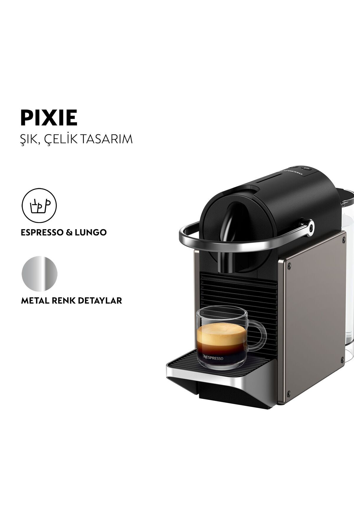 دستگاه اسپرسو و کاپوچینو قهوه C62 PIXIE تیتان اورجینال Nespresso