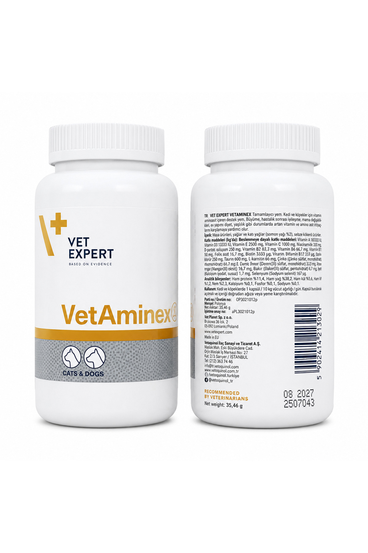 مکمل ویتامین و مواد معدنی سگ و گربه VetAminex از وت اکسپرت vet expert، ۶۰ کپسول Twist Off