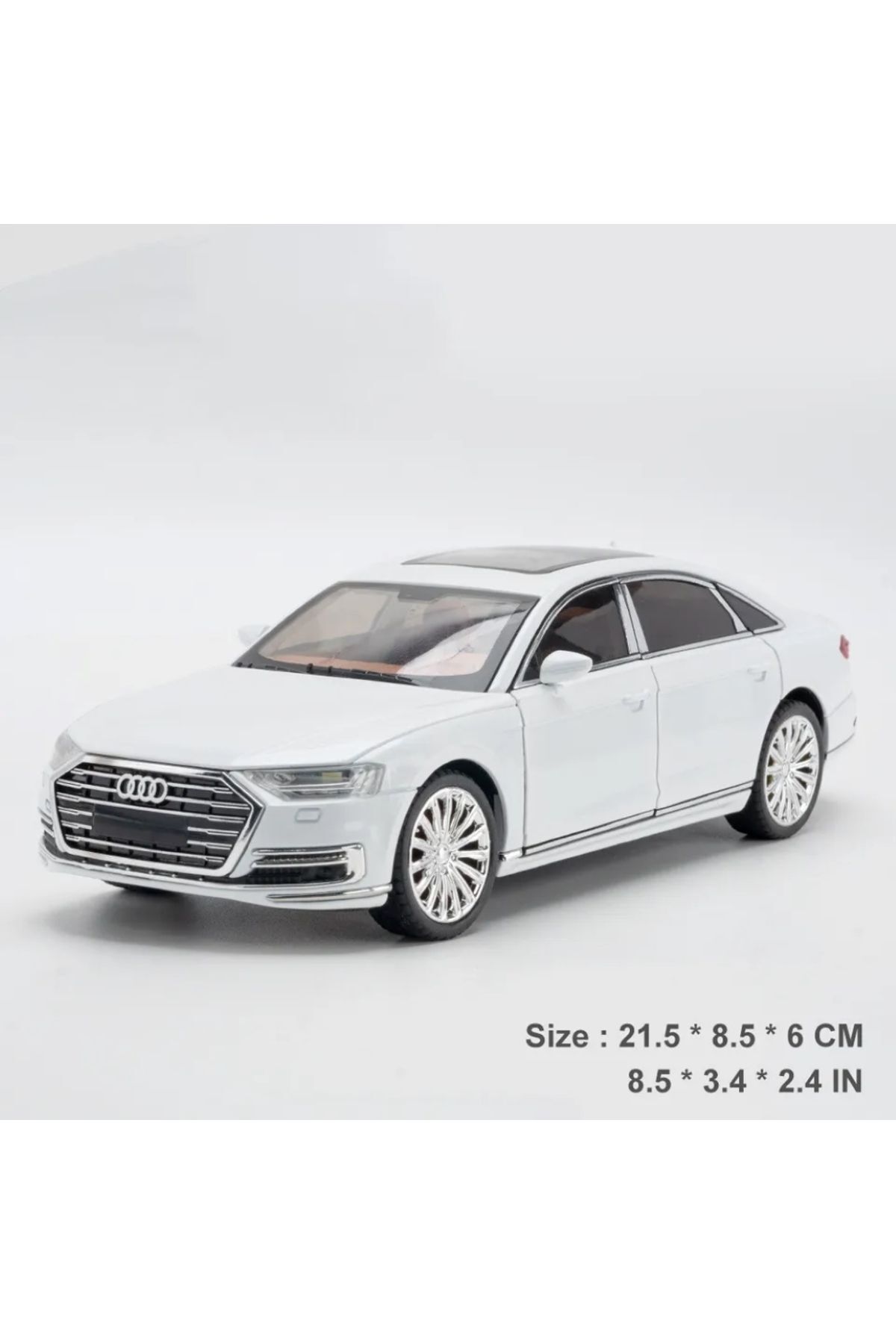 مدل خودرو آئودی A8 ماشین AUDI LONG QUATTRO 1:24 DIECAST METAL مجموعه با صدا و نور اورجینال scntoys