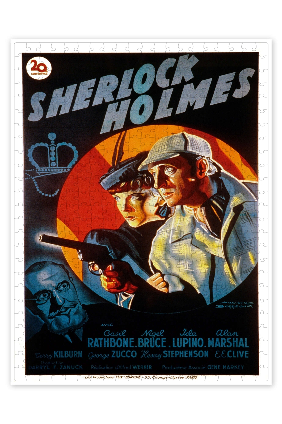 پازل THE ADVENTURES OF SHERLOCK HOLMES 500 PIECE PUZZLE اره منبت کاری مویی با موضوع فیلم کلاسیک از ترکیه Jeronkarji