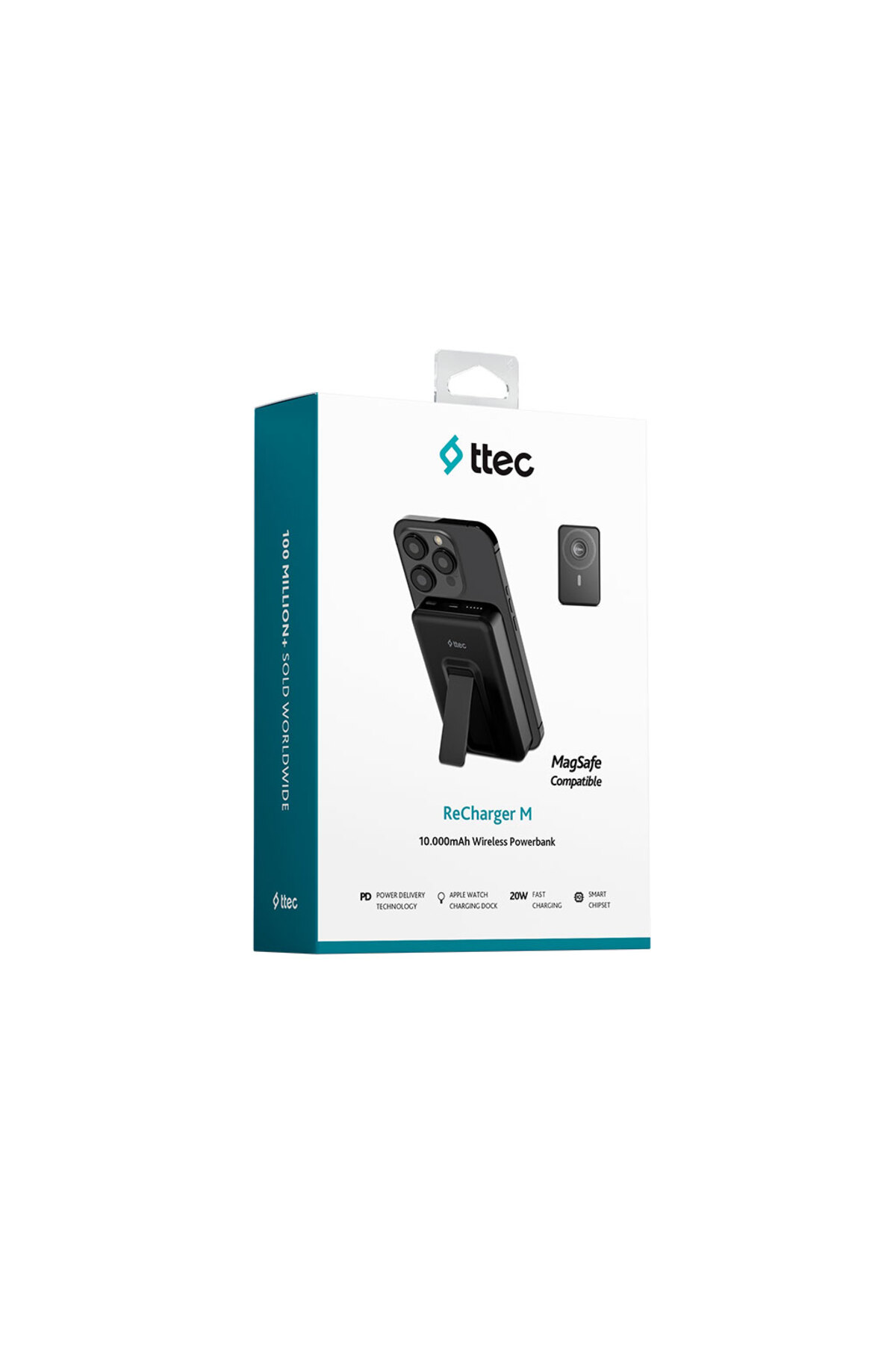 پاوربانک RECHARGER M 10000MAH MAGSAFE سازگار با PD 20W شارژر سریع قابل حمل بی سیم برق پایه اورجینال Ttec