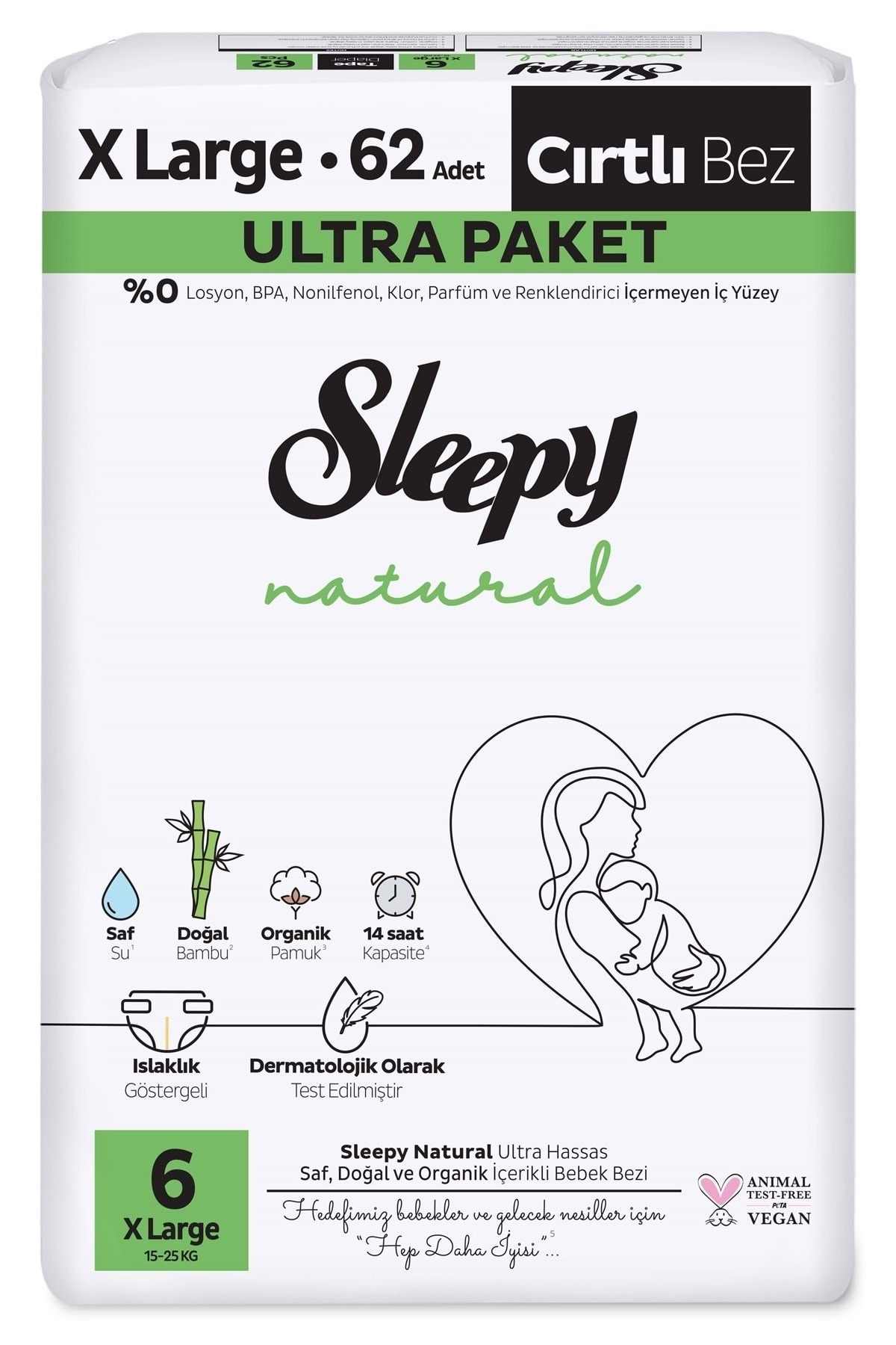 پوشک بچه اندازه طبیعی: 6 15 25 کیلوگرم بسیار بزرگ 62 تکه ULTRA PK اورجینال Sleepy