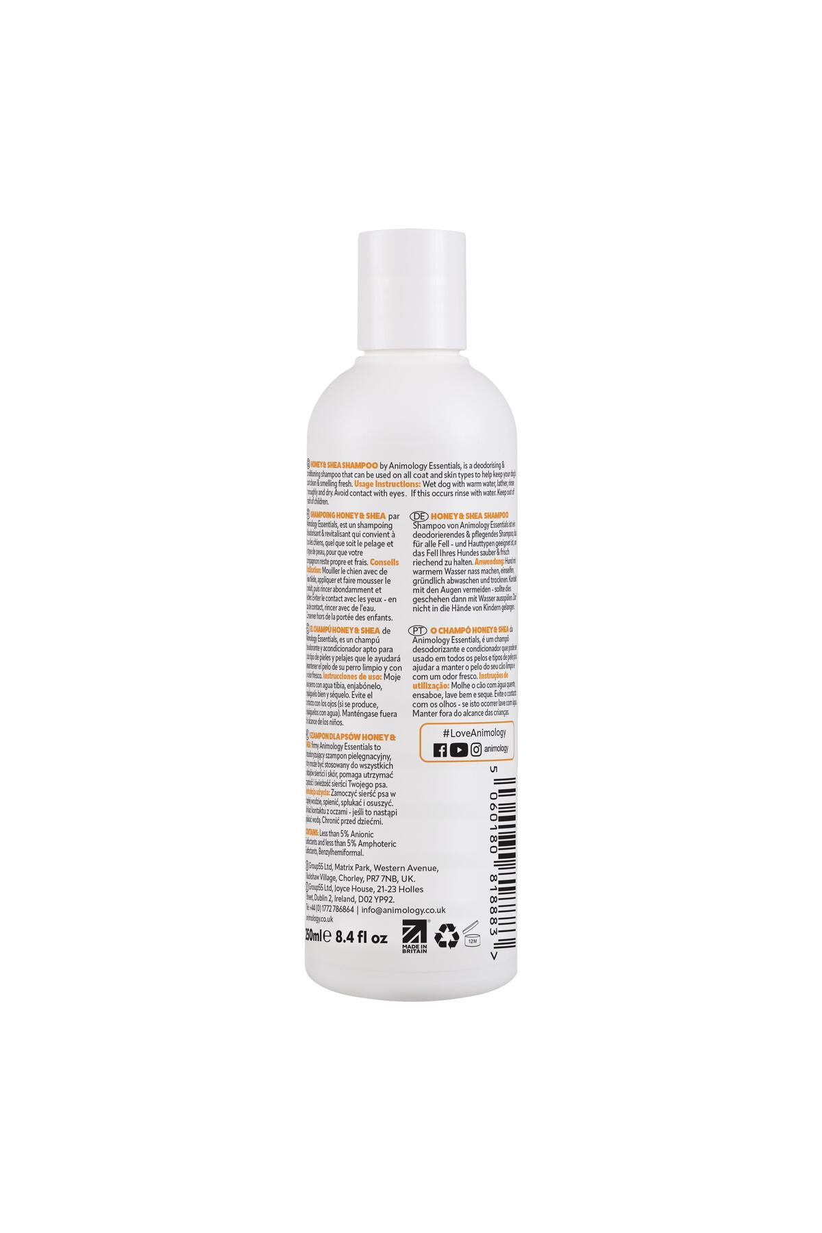 شامپو سگ انیمالوجی Animology Essentials Honey & Shea، ۲۵۰ میلی‌لیتر، کد EHSSH250A