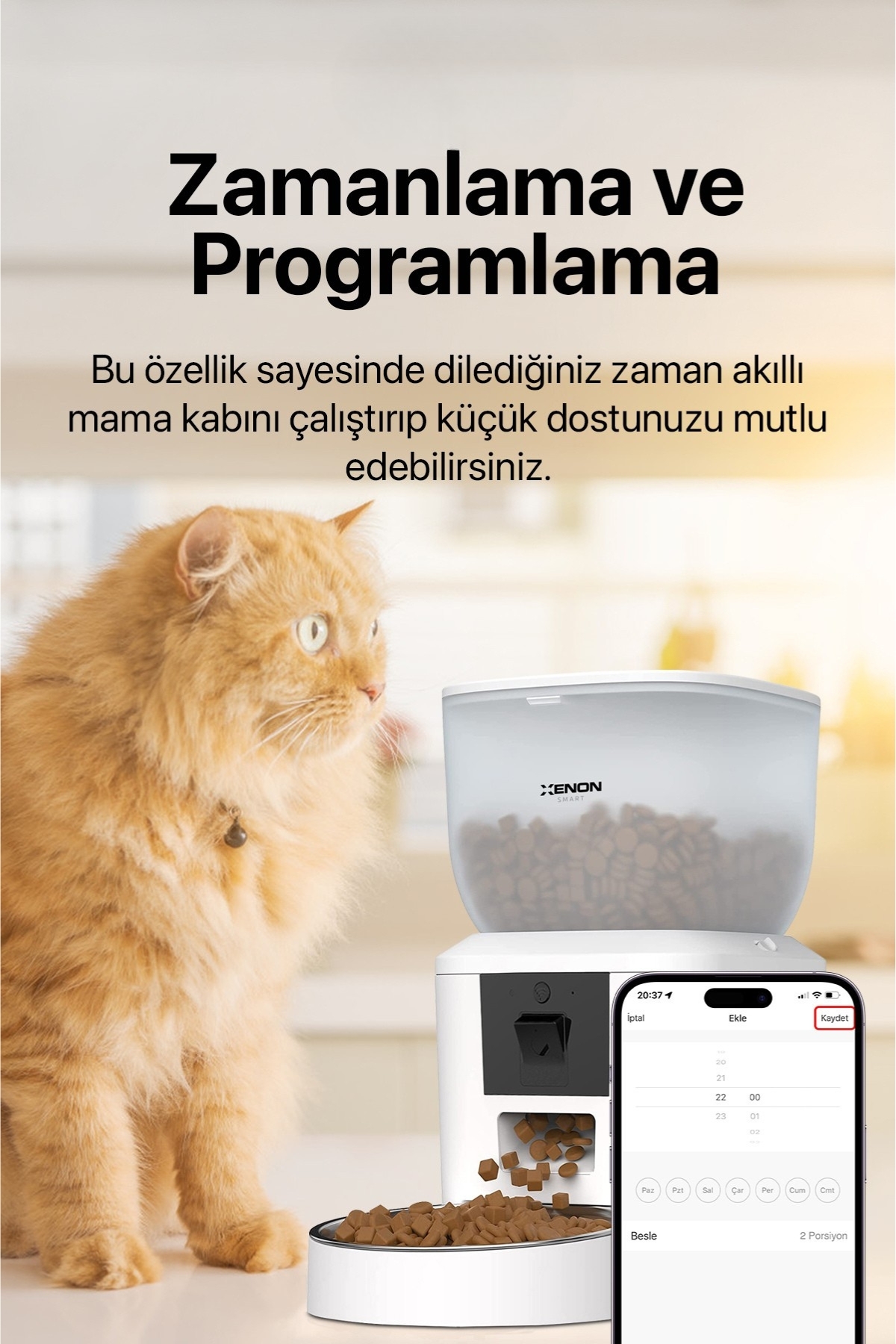 ظرف غذای خودکار گربه زنون اسمارت Xenon Smart X8604 دوربین‌دار با کاسه استیل