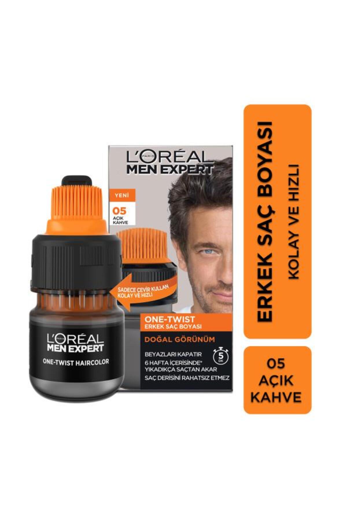 رنگ مو موی مردانه لورآل پاریس متخصص ONE TWIST 05 قهوه ای روشن L'Oreal Paris Men Expert