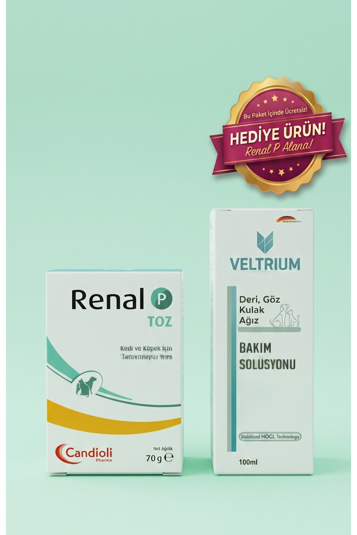 مکمل پودری Renal P کاندیولی candioli برای گربه و سگ، اتصال‌دهنده فسفر، ۷۰ گرم