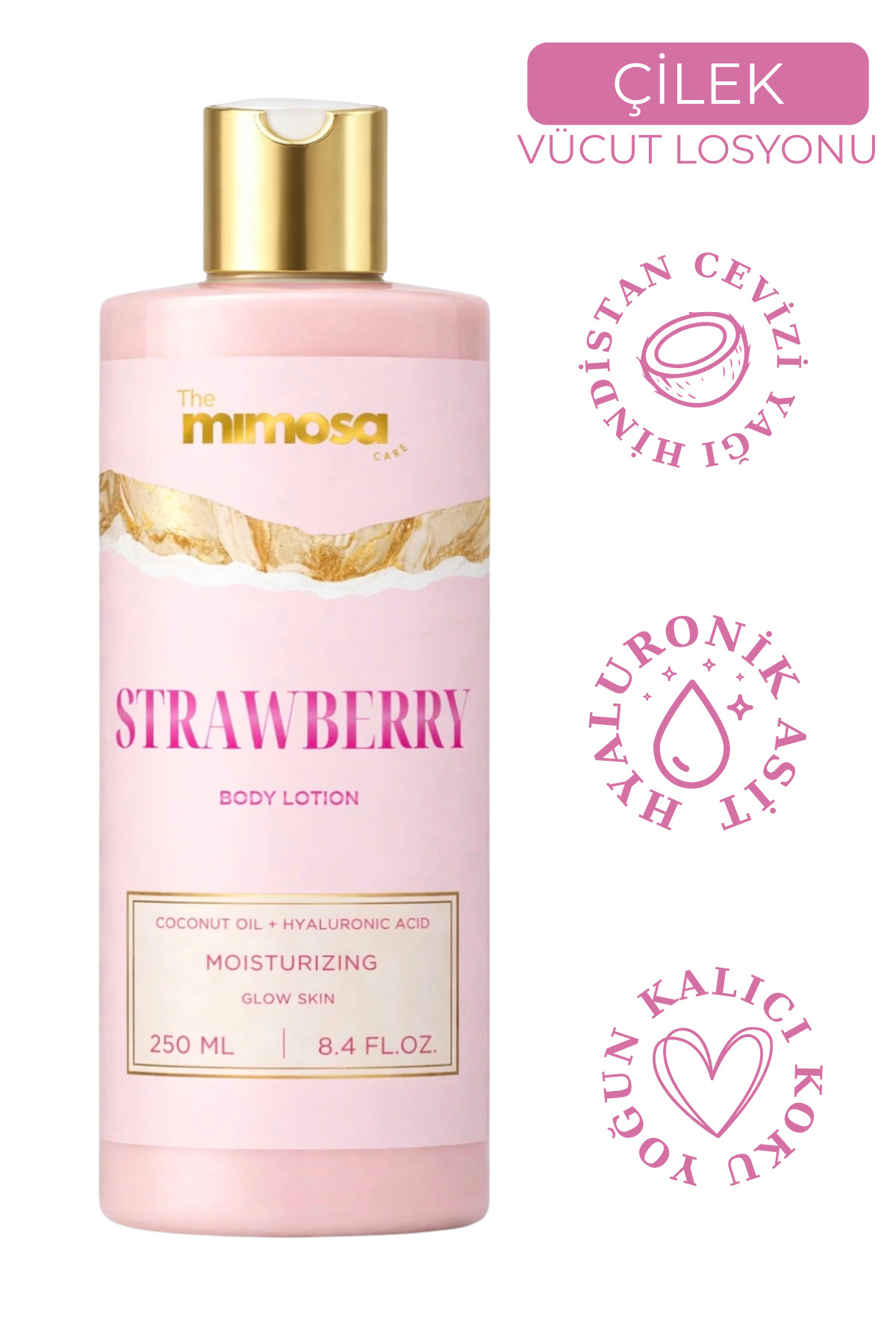 کرم بدن مرطوب‌کننده غلیظ با رایحه توت‌فرنگی، اوره، نارگیل، اسید هیالورونیک - The Mimosa Care