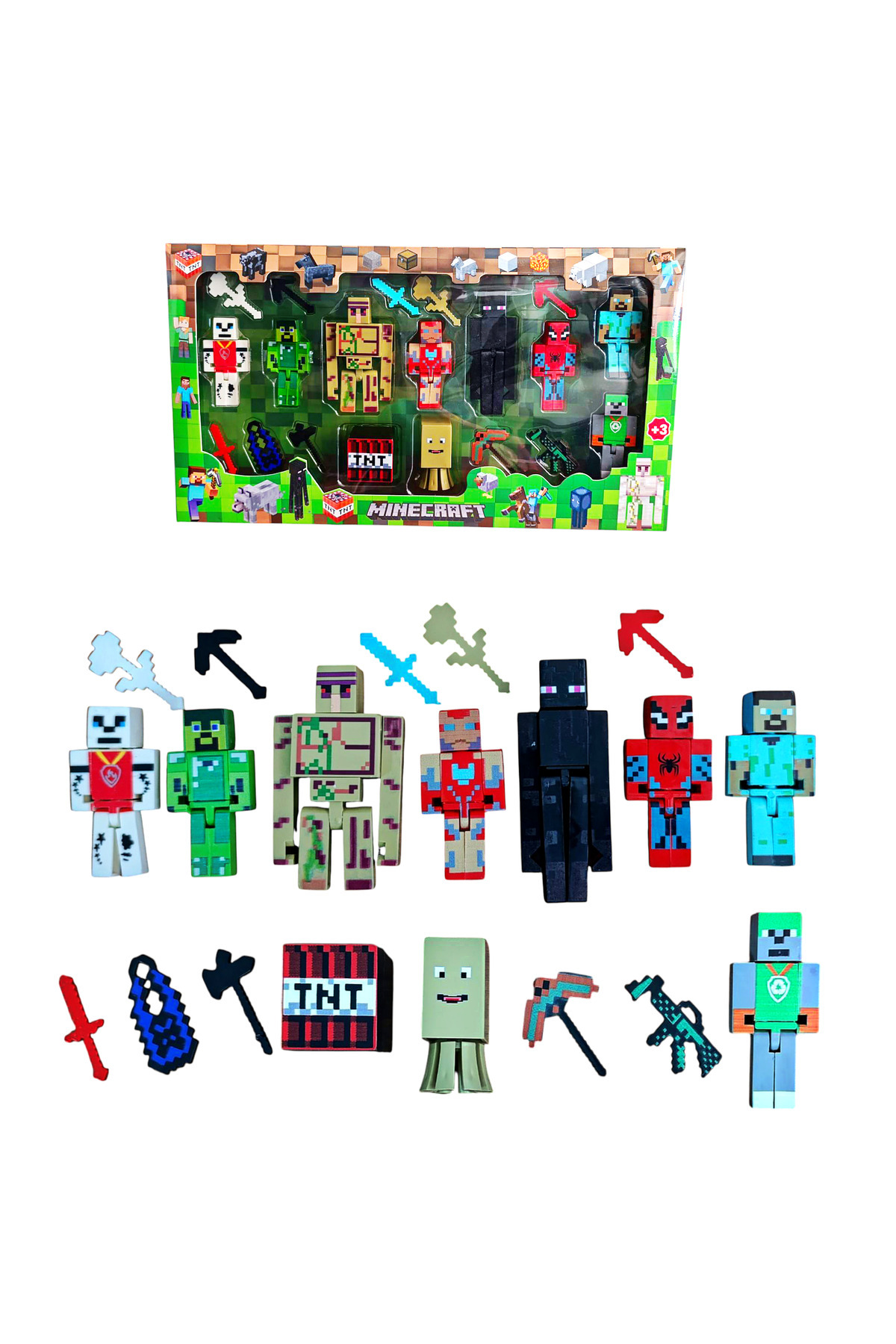 اسباب بازی های فیگور شخصیت 20 تکه ماین کرافت اندرمن استیو هیروبرین PIG MAN IRON GOLEM Brother Toys