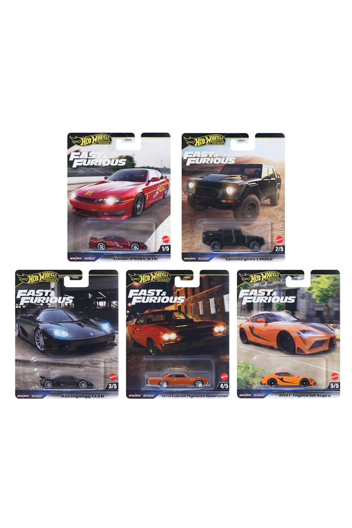 ماشین اسباب بازی مجموعه 5 تایی PREMIUM F&F 979L از ترکیه HOT WHEELS