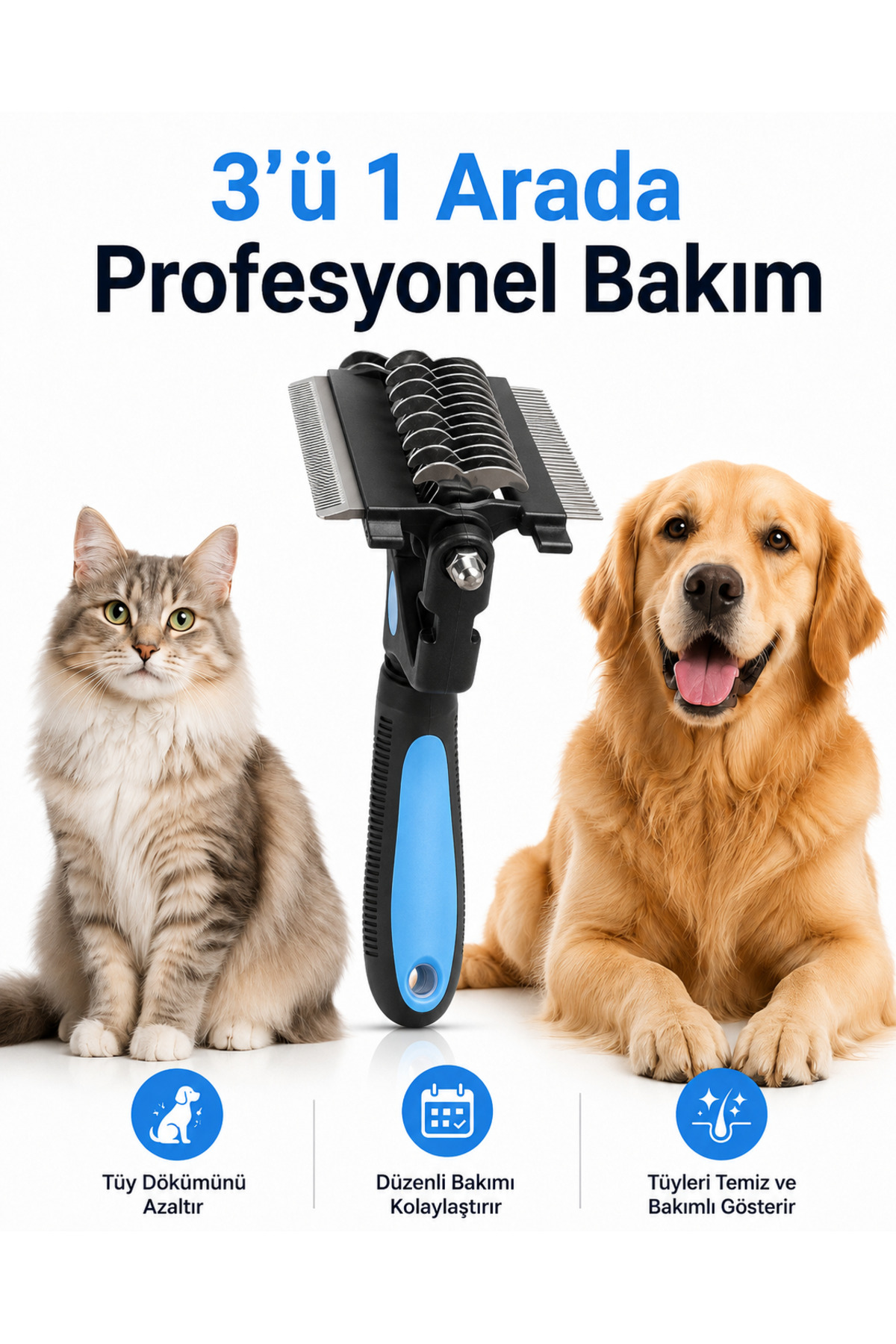 شانه سه‌کاره گربه و سگ پتس هوم PETS HOME مدل 3FONK