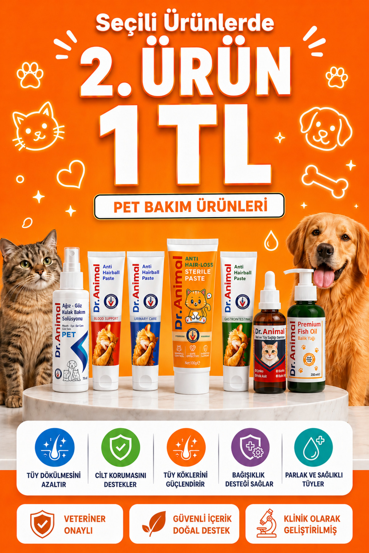 قطره تائورین گربه دکتر انیمال Dr. Animal برای پوست و مو، مدل S050DAPB001