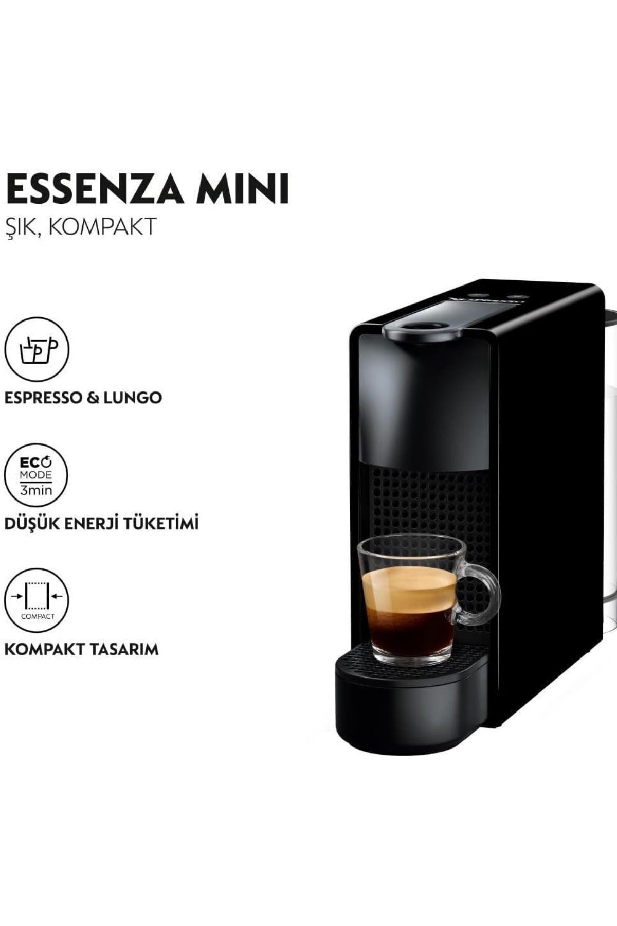 دستگاه اسپرسو و کاپوچینو قهوه ساز مینی C30 ESSENZA مشکی اورجینال Nespresso