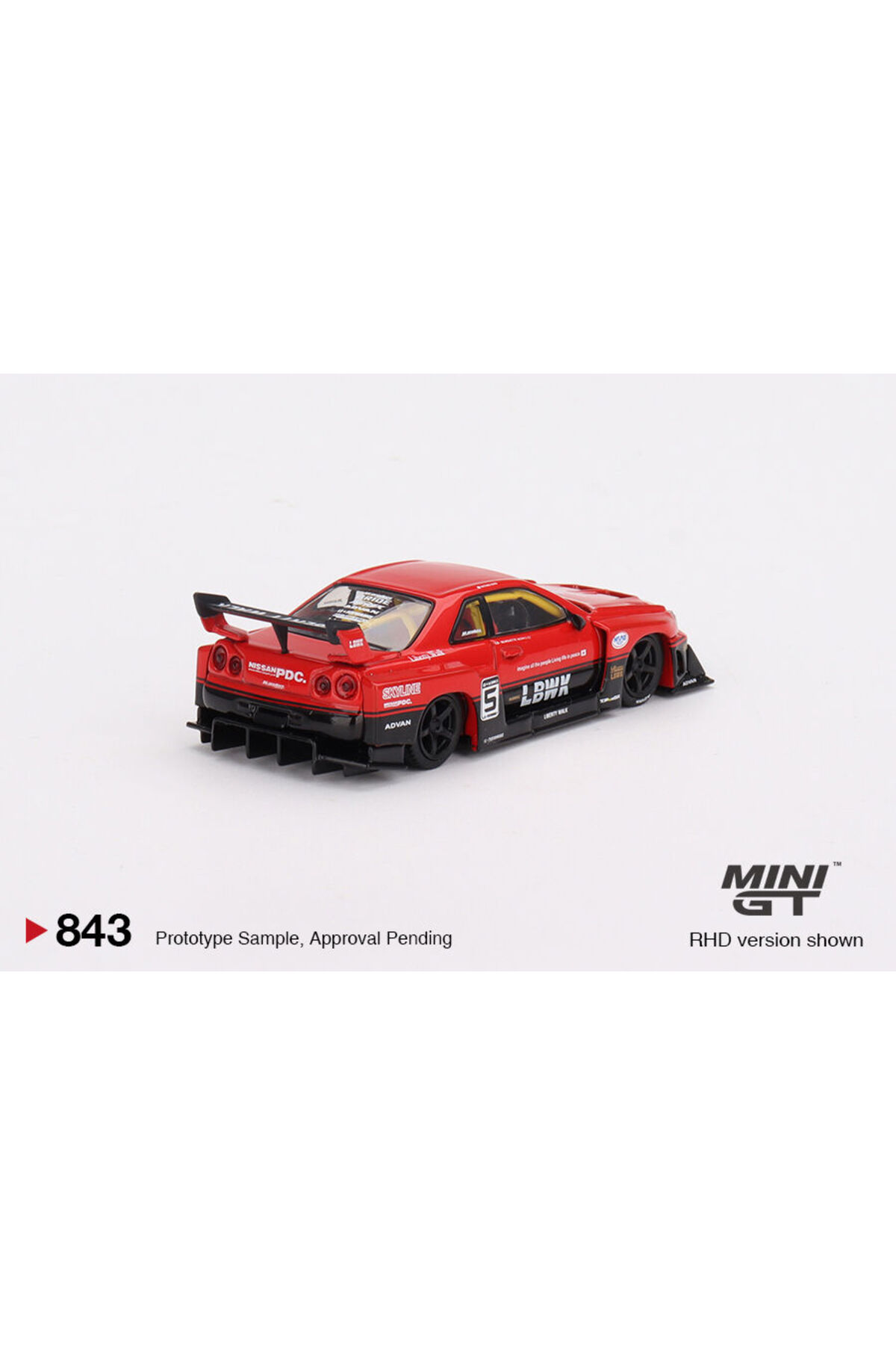 مدل خودرو نیسان LB ER34 SUPER SILHOUETTE SKYLINE قرمز مشکی 843 اورجینال mini gt