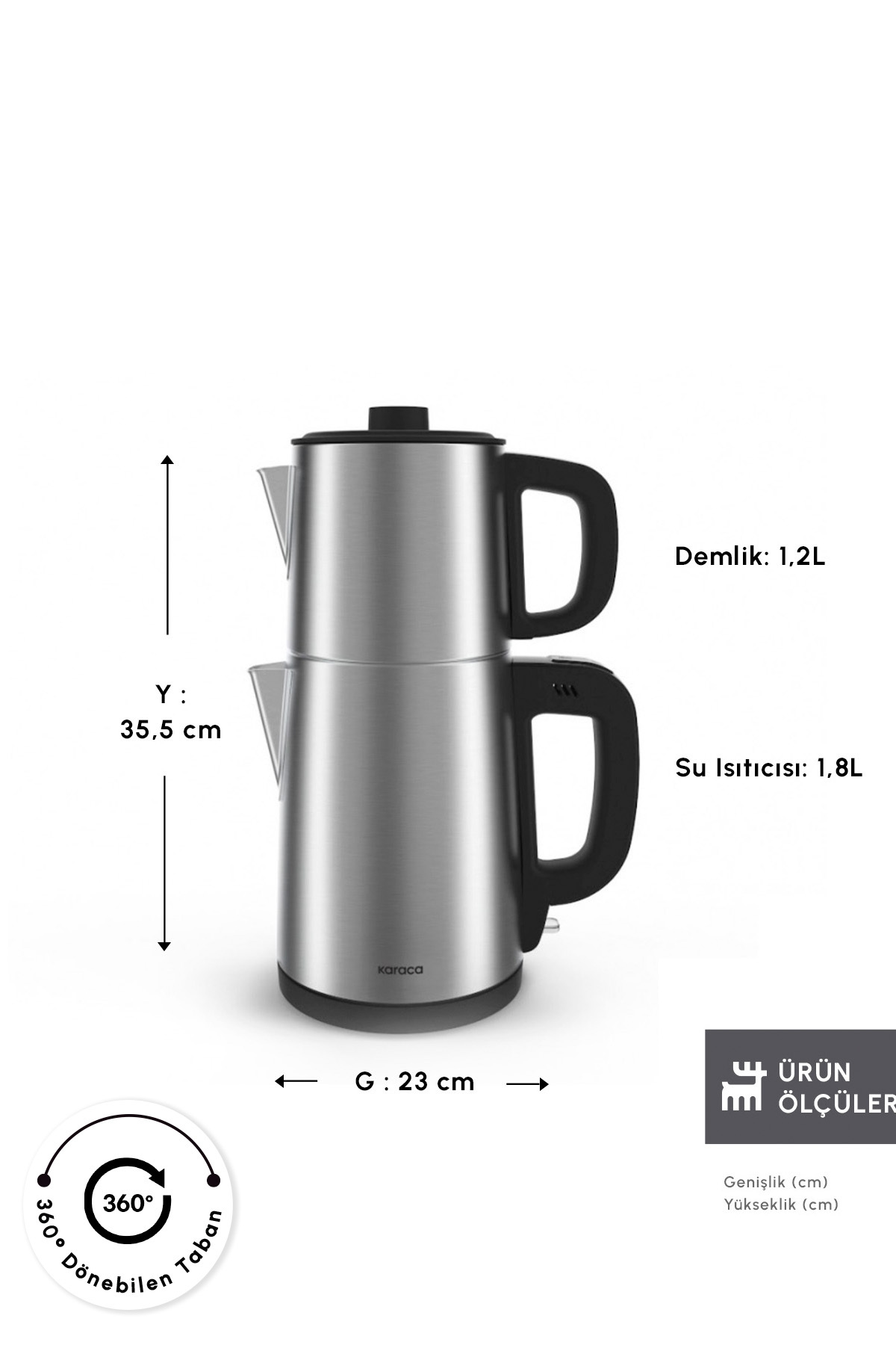 چای ساز استیل و کتری اینوکس تیبیگ XL 2 در 1 اورجینال Karaca