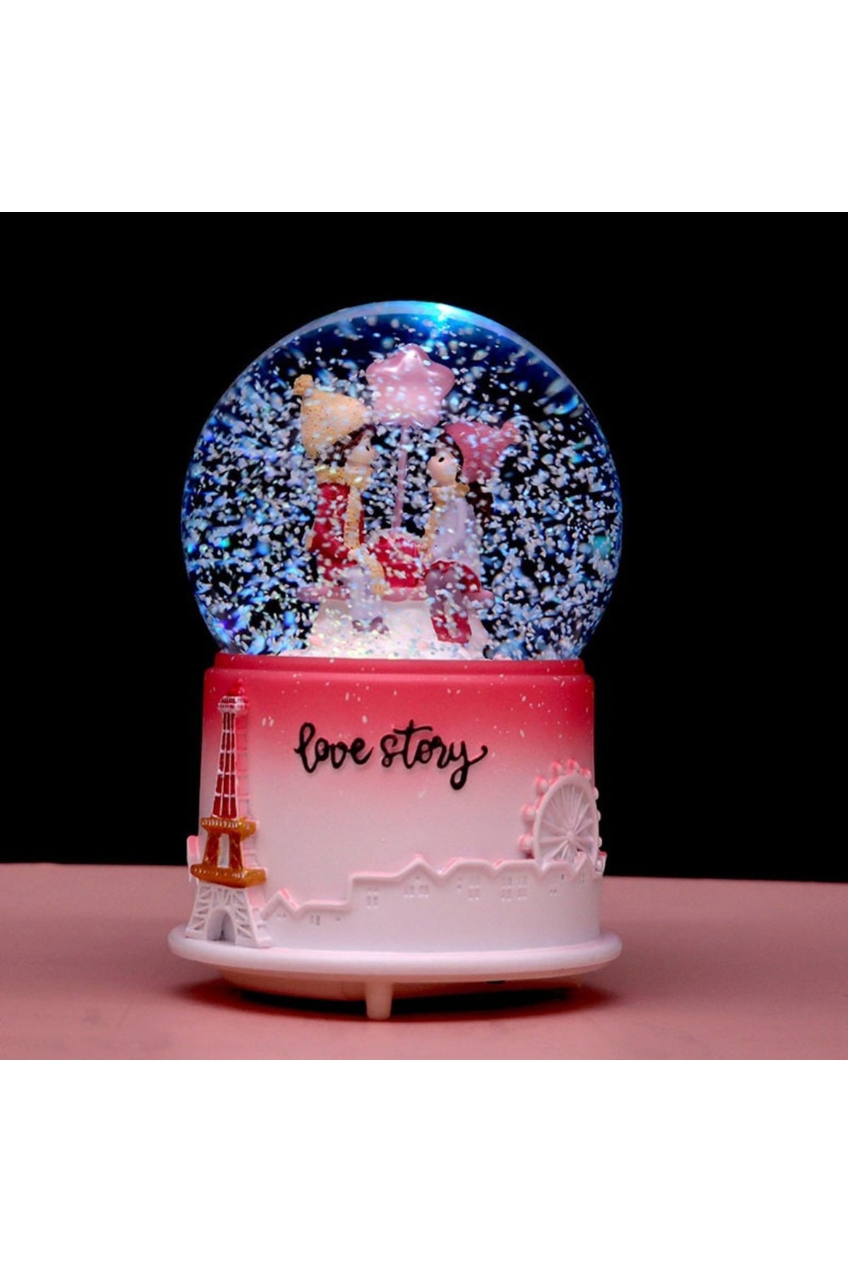 گوی برفی SNOW GLOBE SWEET VALENTINE'S سایز بزرگ با نور و موزیکال از ترکیه keyfim shop