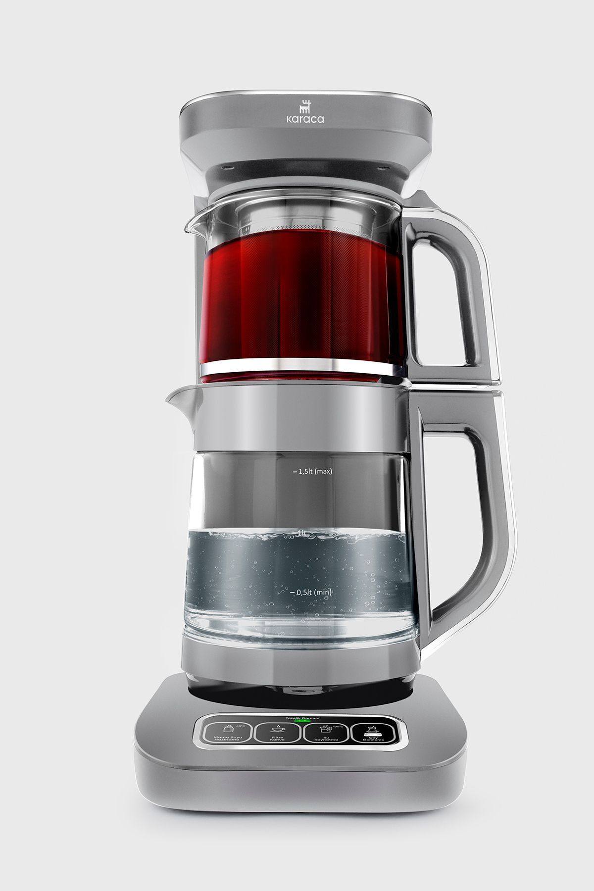 چای ساز ROBOTEA PRO 4 IN 1 TAKING GLASS TEA MACHINE COOL GREY اورجینال Karaca