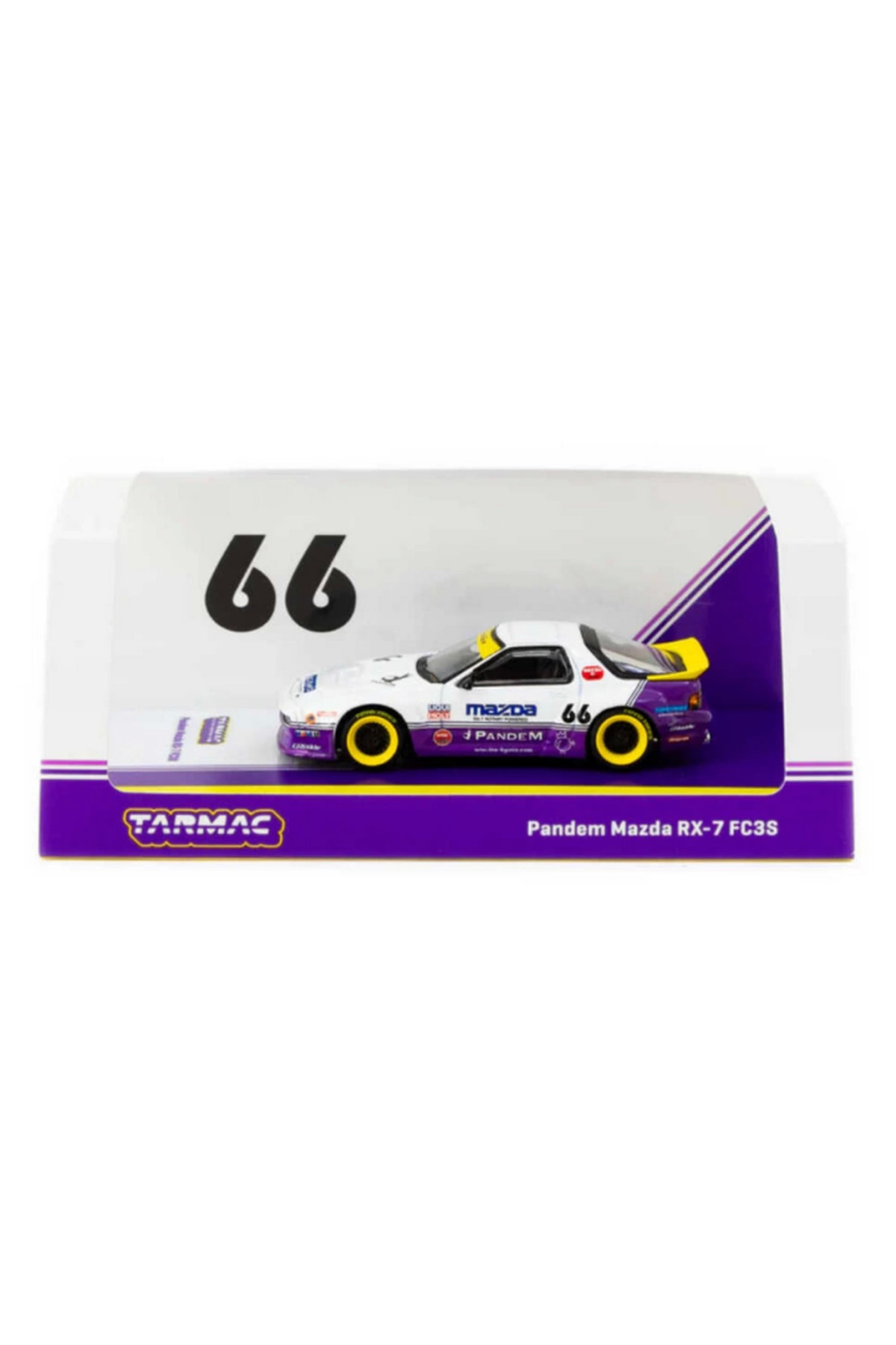 مدل خودرو TARMAC WORKS 1 64 PANDEM MAZDA RX 7 FC3S سفید بنفش HOBBY64 اورجینال NW NessiWorld