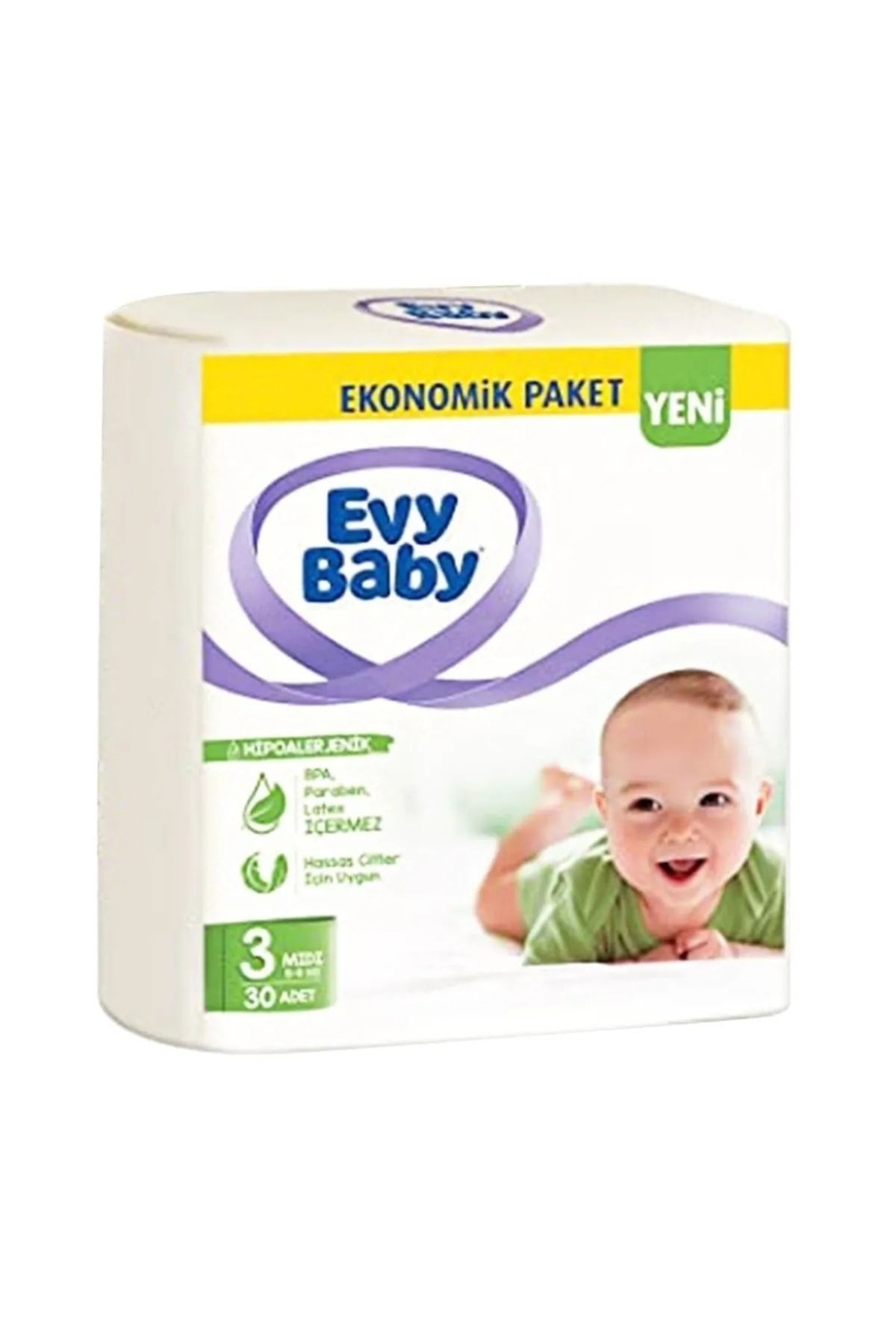 پوشک بچه سایز 3 میدی 2 بسته فرصت 60 عددی جدید اورجینال Evy Baby