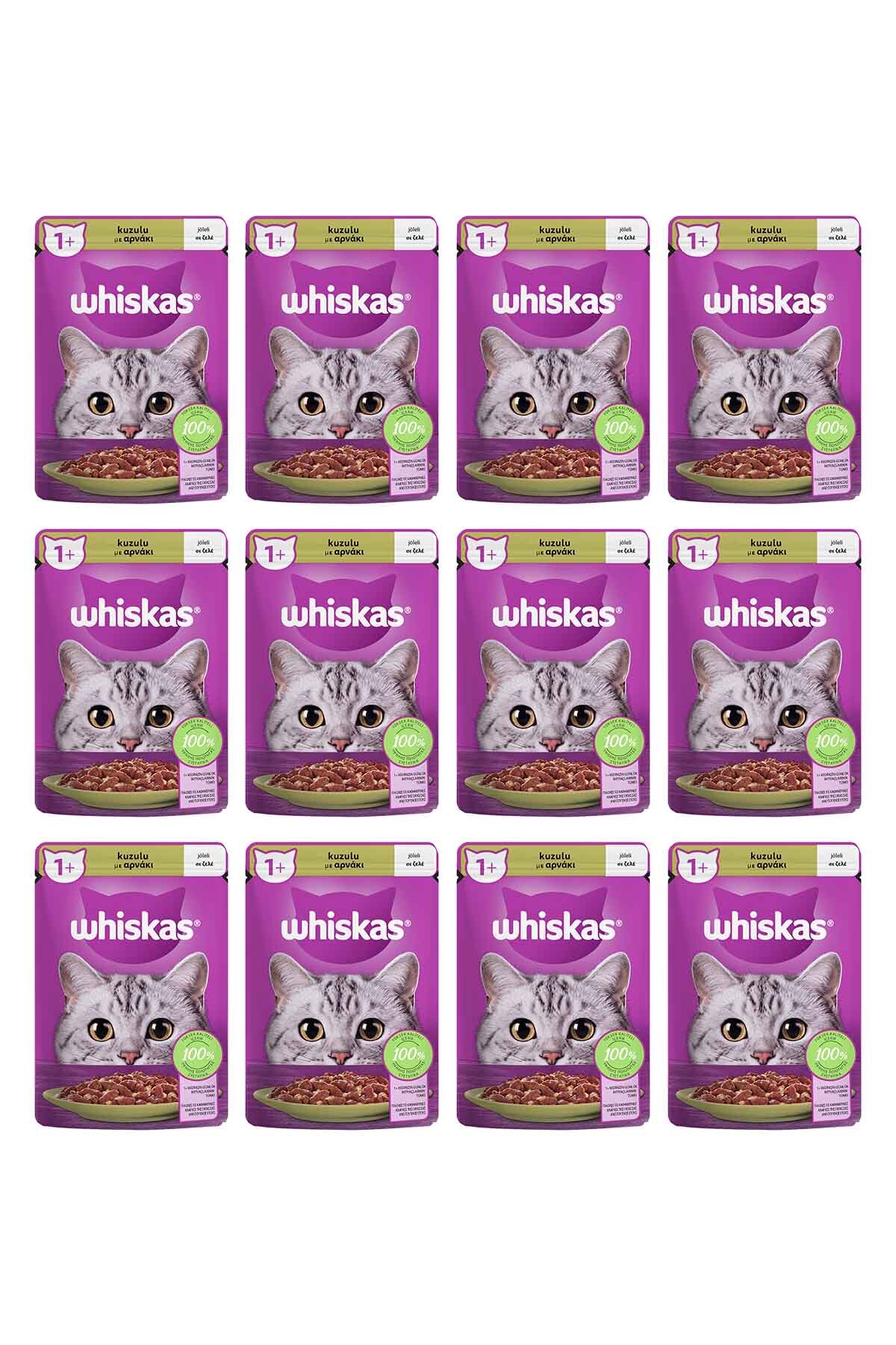 غذای تر گربه ویسکاس Whiskas با طعم بره، ۱۲ بسته ۸۵ گرمی